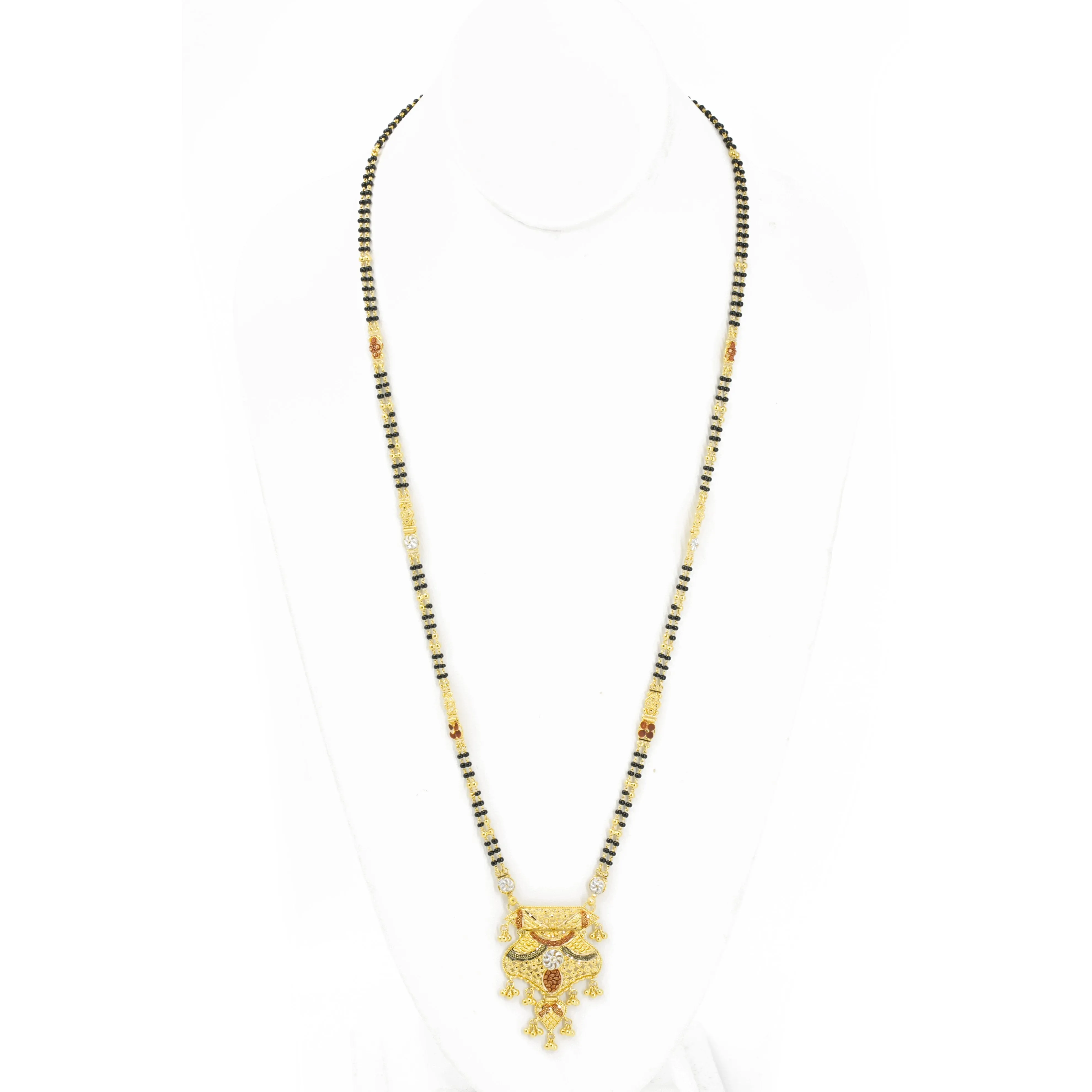 22K Multi Tone Gold Mangalsutra Chain W/ Meenakari Design Pendant