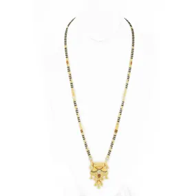 22K Multi Tone Gold Mangalsutra Chain W/ Meenakari Design Pendant