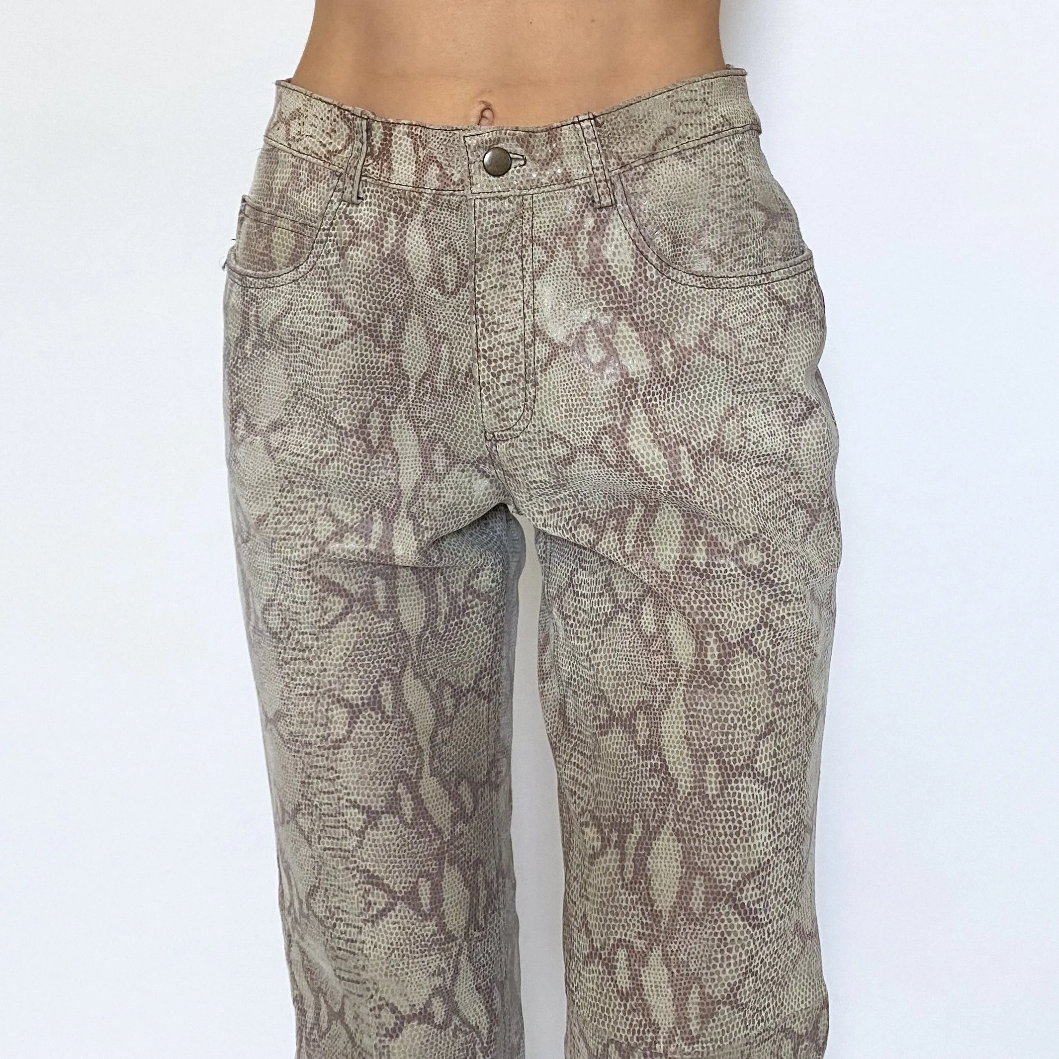 90's leather snakeskin pants - size 6