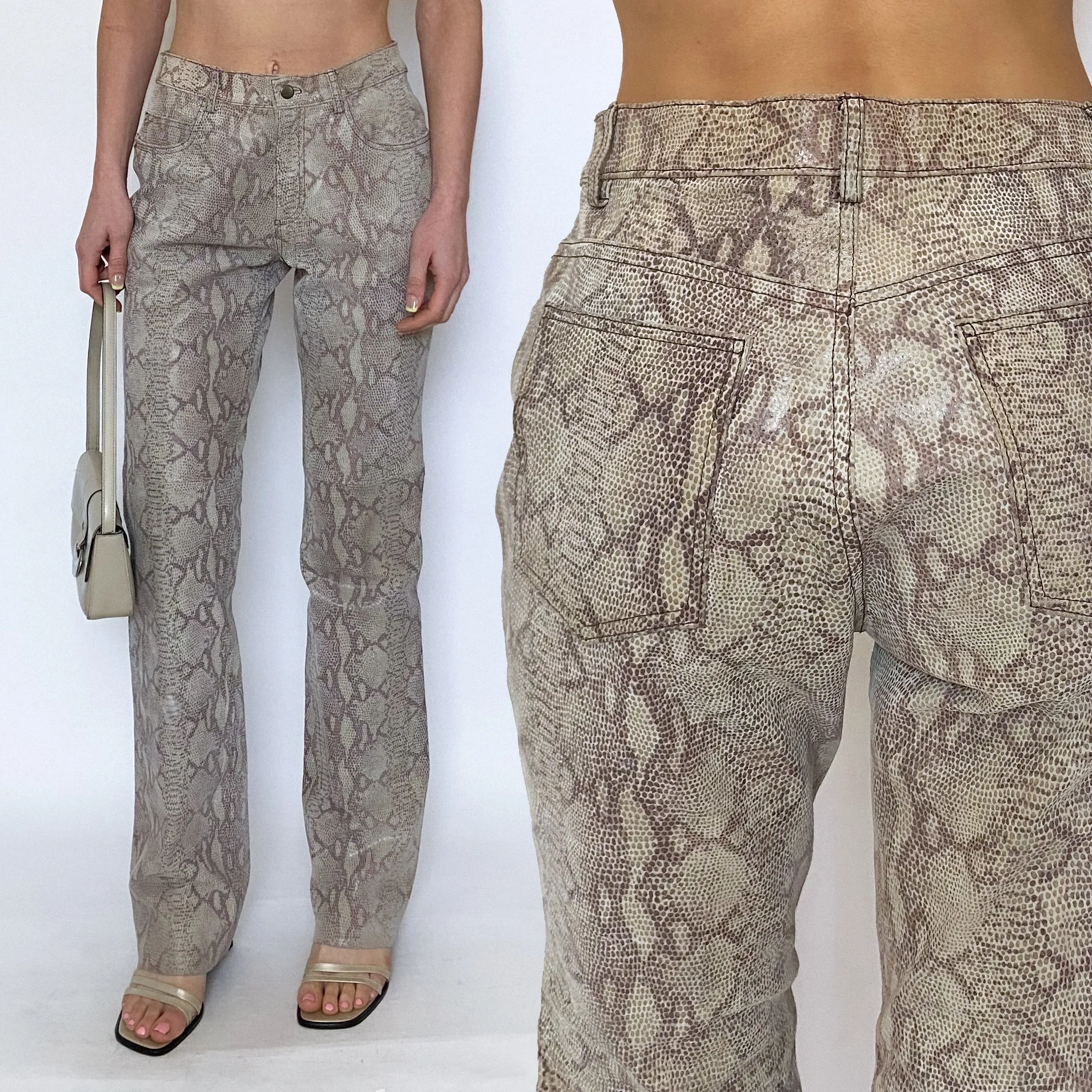 90's leather snakeskin pants - size 6