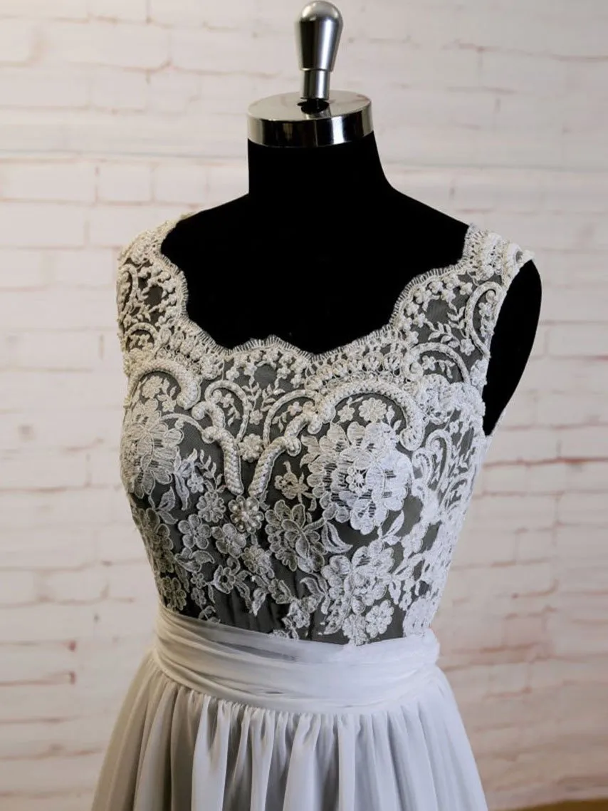 A-line Lace Appliqued Sexy See Through Summer Beach Wedding Dresses 3018