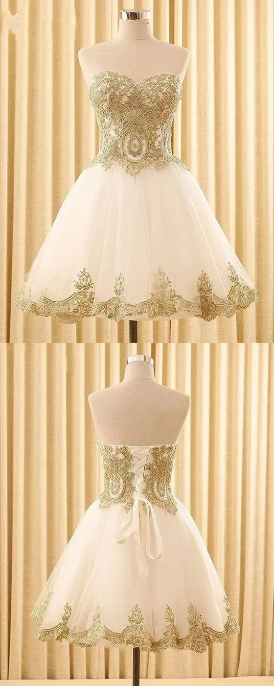 A-line Sweetheart Appliques Sleeveless Lace up Back Tutu Homecoming dresses, HD0379