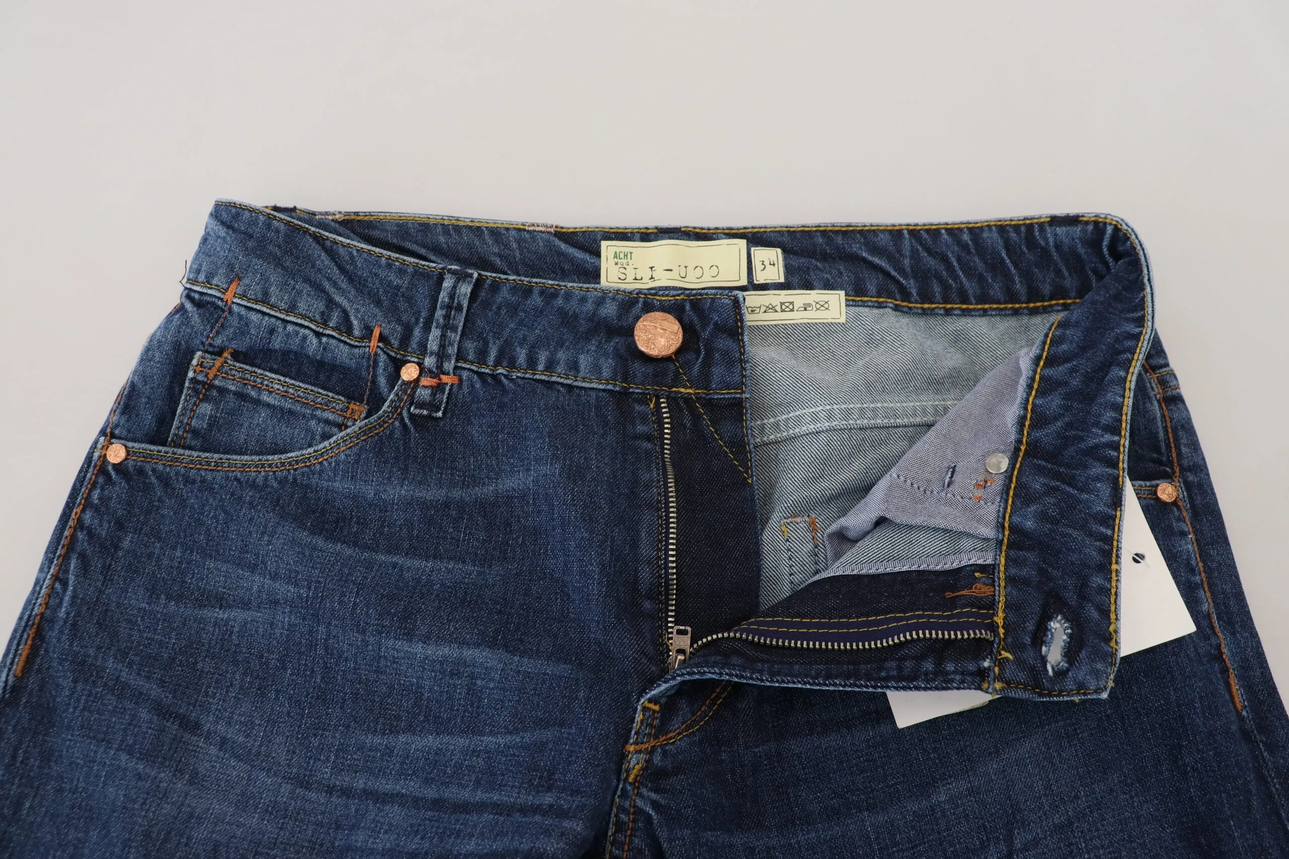 Acht Blue Cotton Tapered Slim Fit Men Casual Denim Jeans