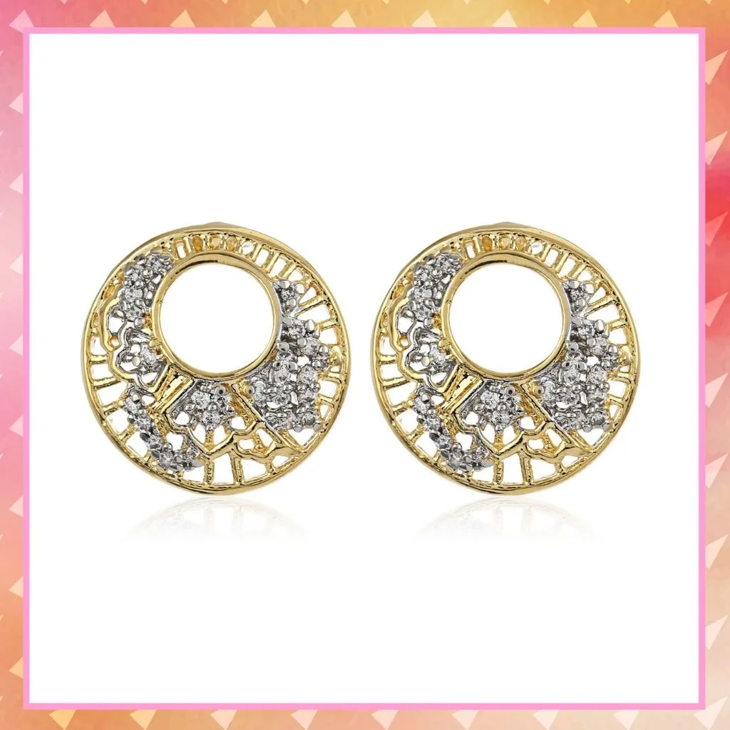 AD Stone Round Stud Earrings