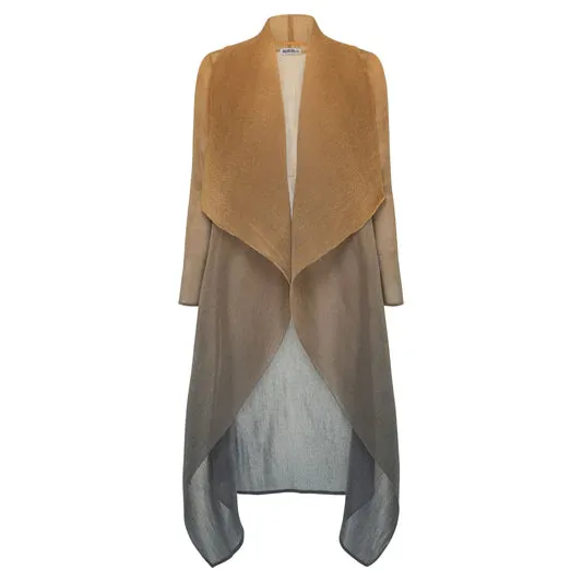 Alquema Gold To Charcoal Long Estrella Dress & Collare Coat