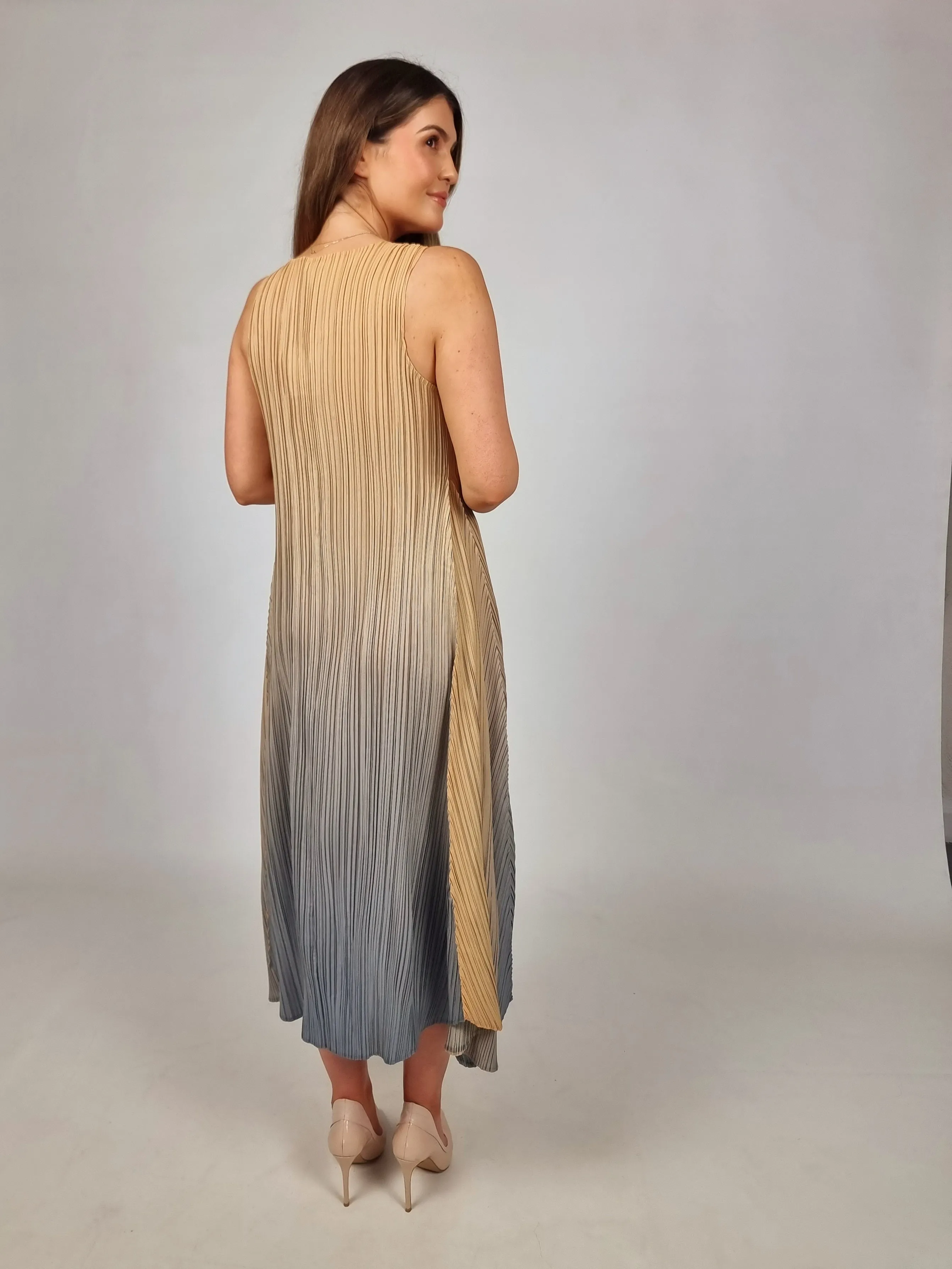 Alquema Gold To Charcoal Long Estrella Dress & Collare Coat