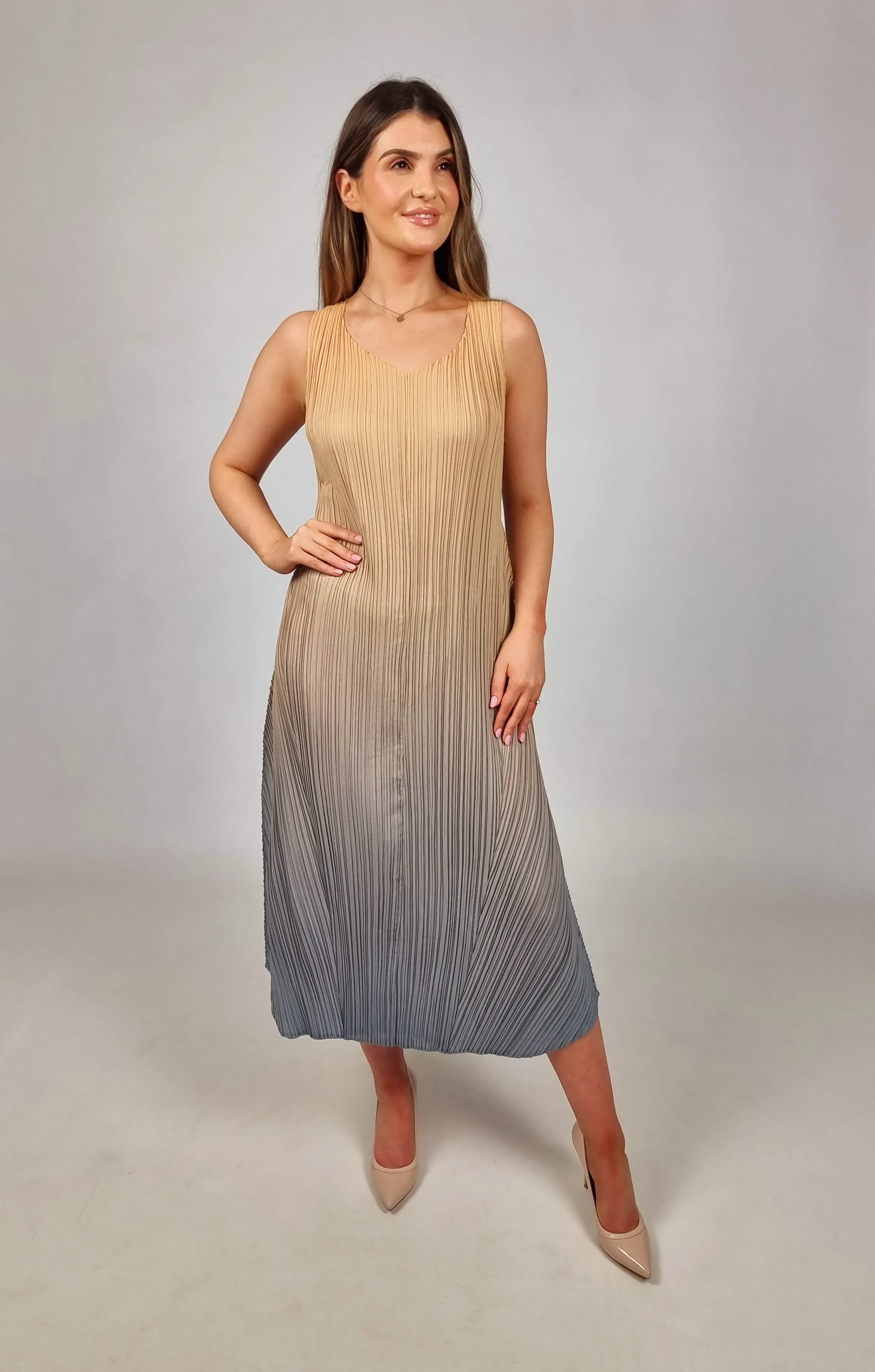 Alquema Gold To Charcoal Long Estrella Dress & Collare Coat