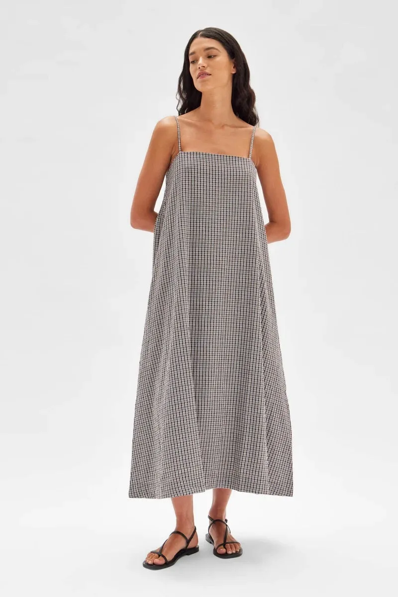 Seersucker Cocoa Check Tully Dress by Assembly Label