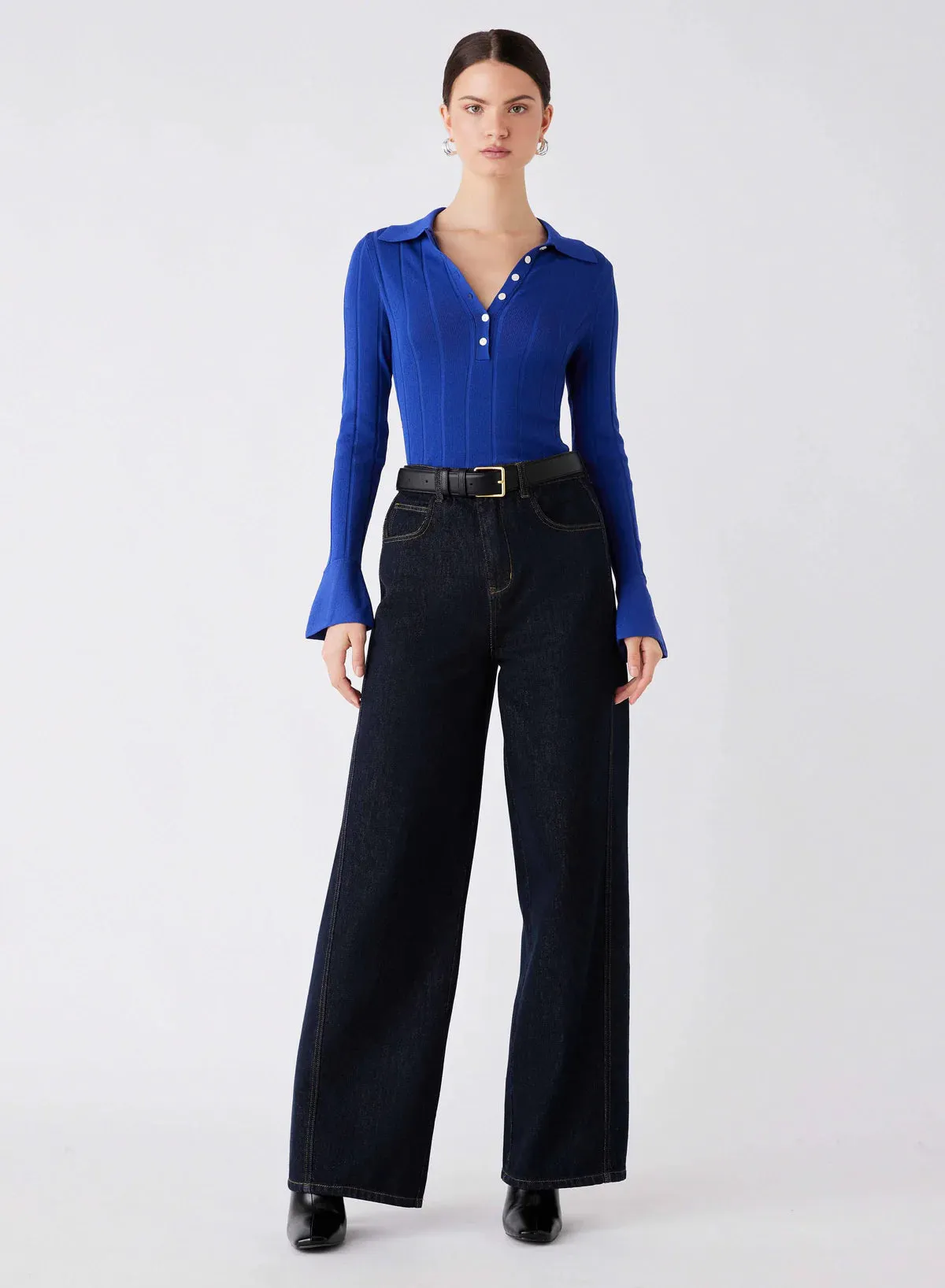 Avenue Button Sweater Cobalt