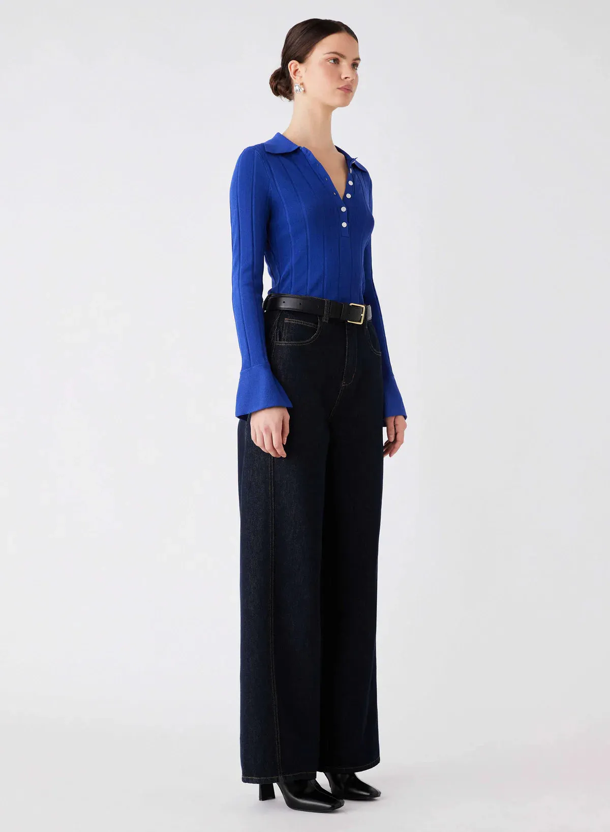 Avenue Button Sweater Cobalt