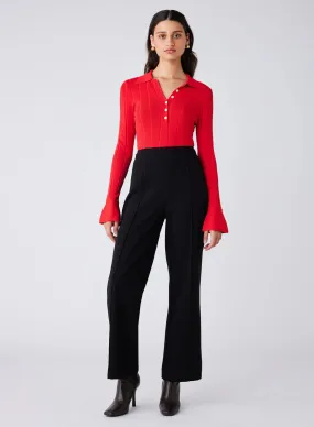 Avenue Button Sweater Fire