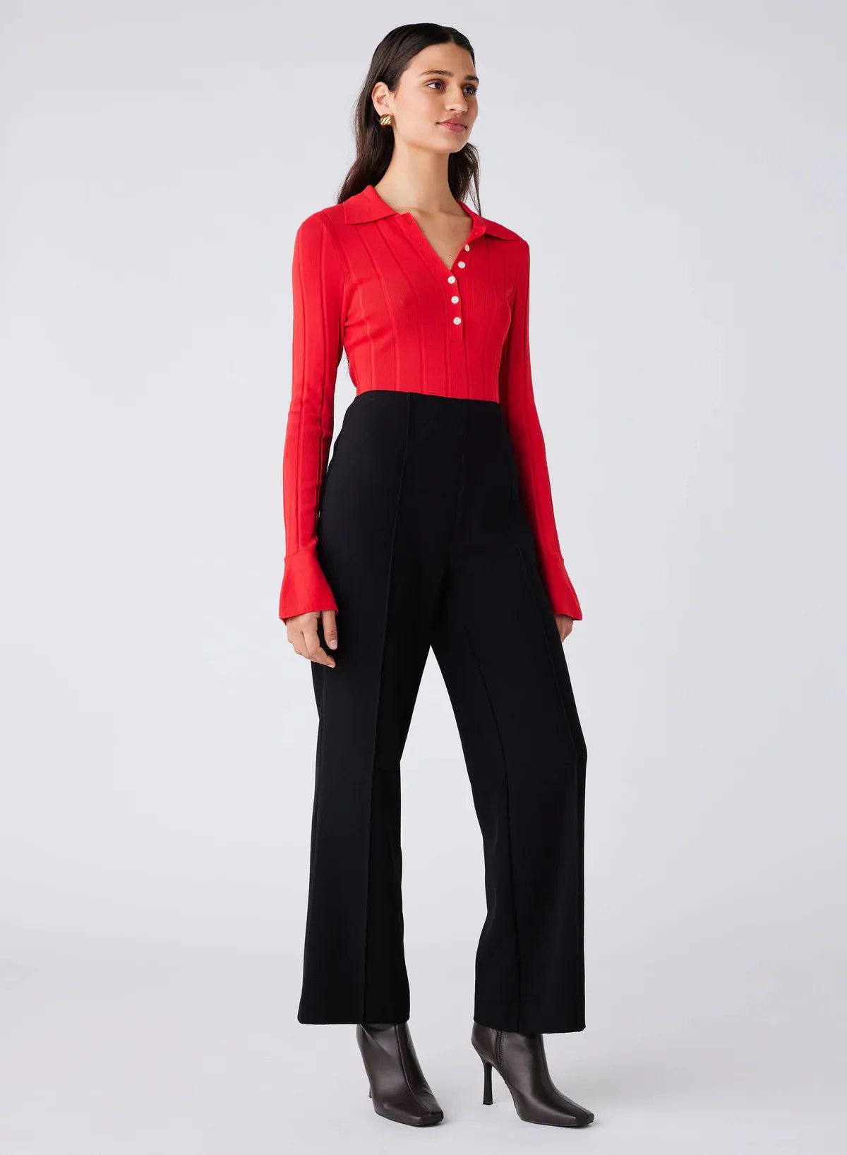 Avenue Button Sweater Fire