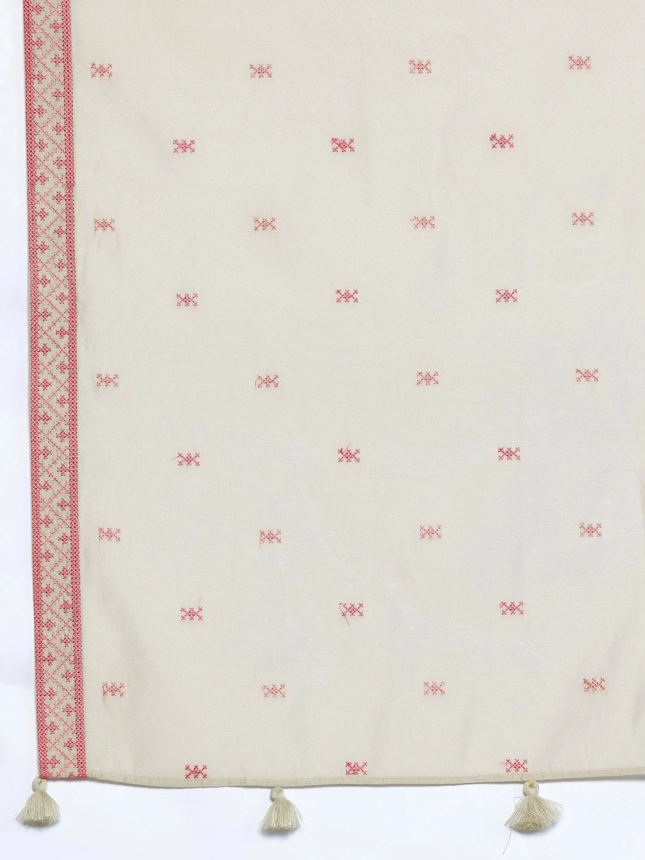 Beige Yoke Design Chanderi Silk Straight Suit With Dupatta