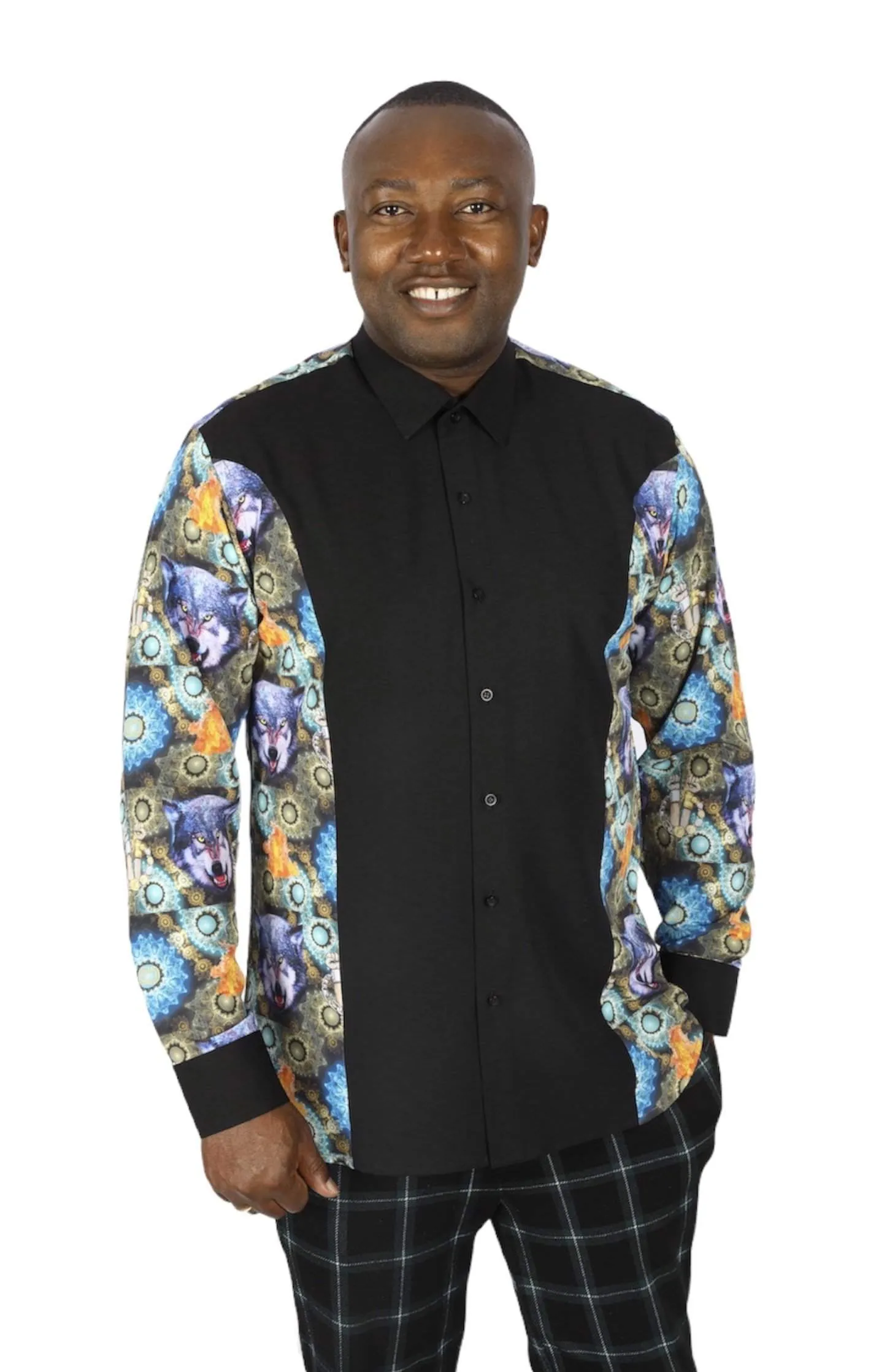 Black African Wolf Print