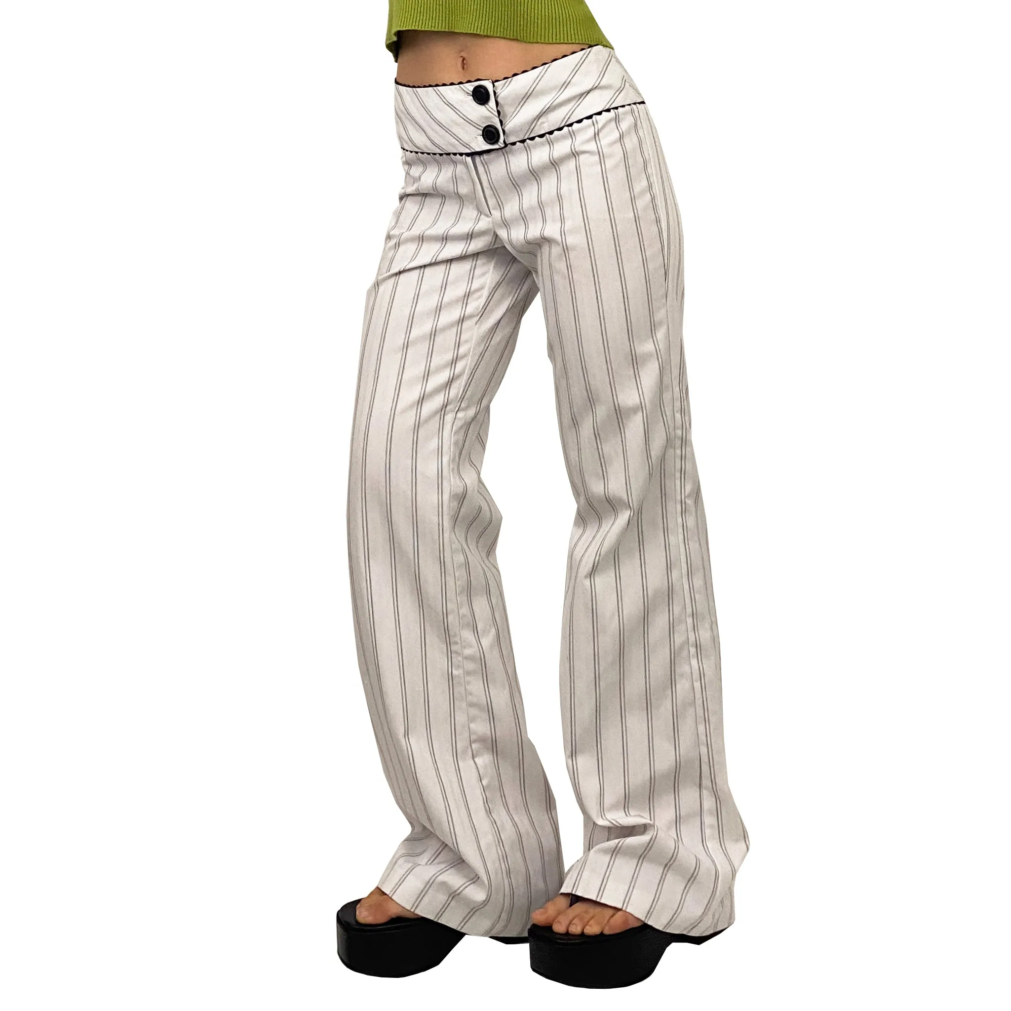 Black and White Striped Trousers (M)
