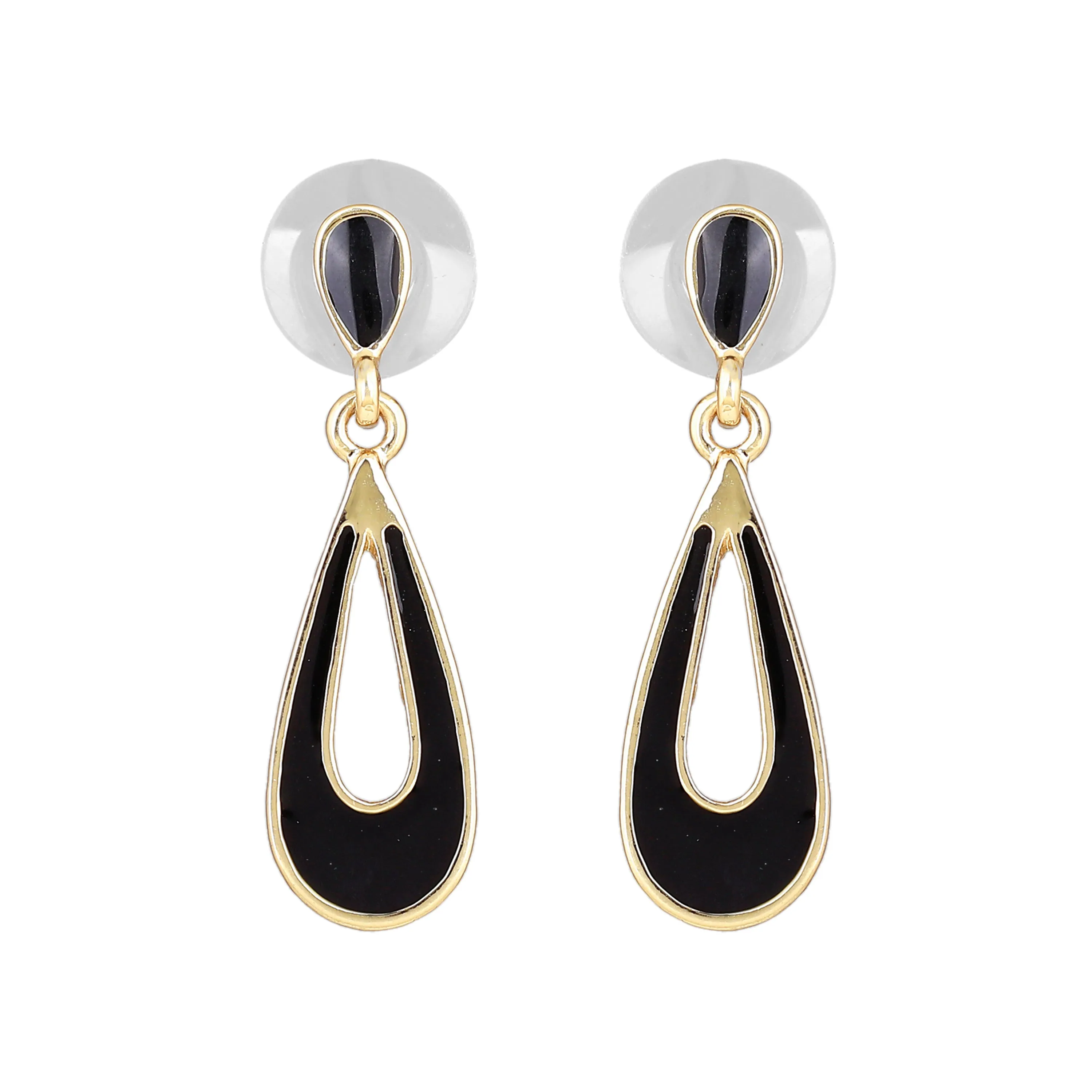 Black Enamel Small Drop Earrings