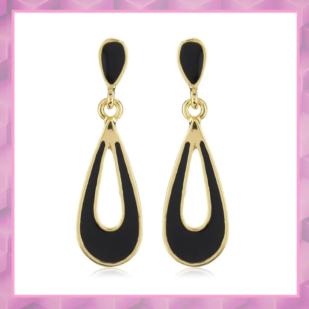 Black Enamel Small Drop Earrings