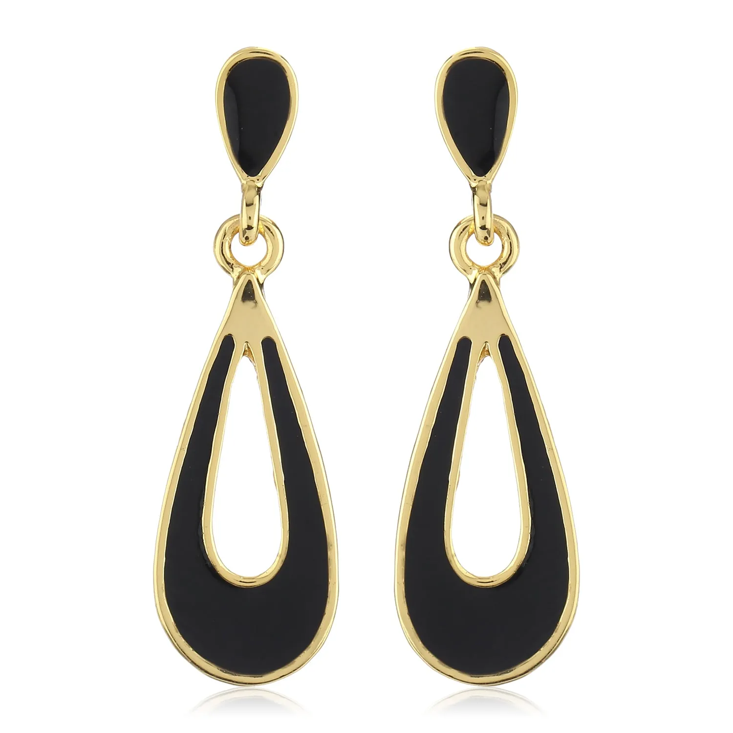 Black Enamel Small Drop Earrings