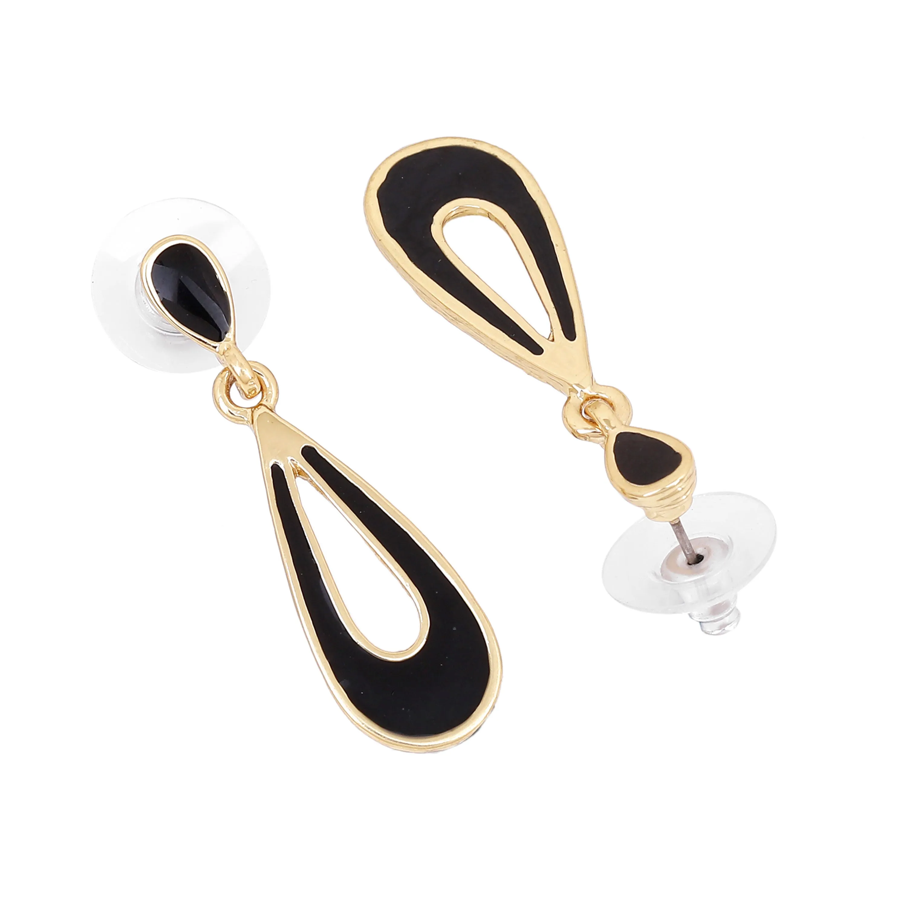 Black Enamel Small Drop Earrings