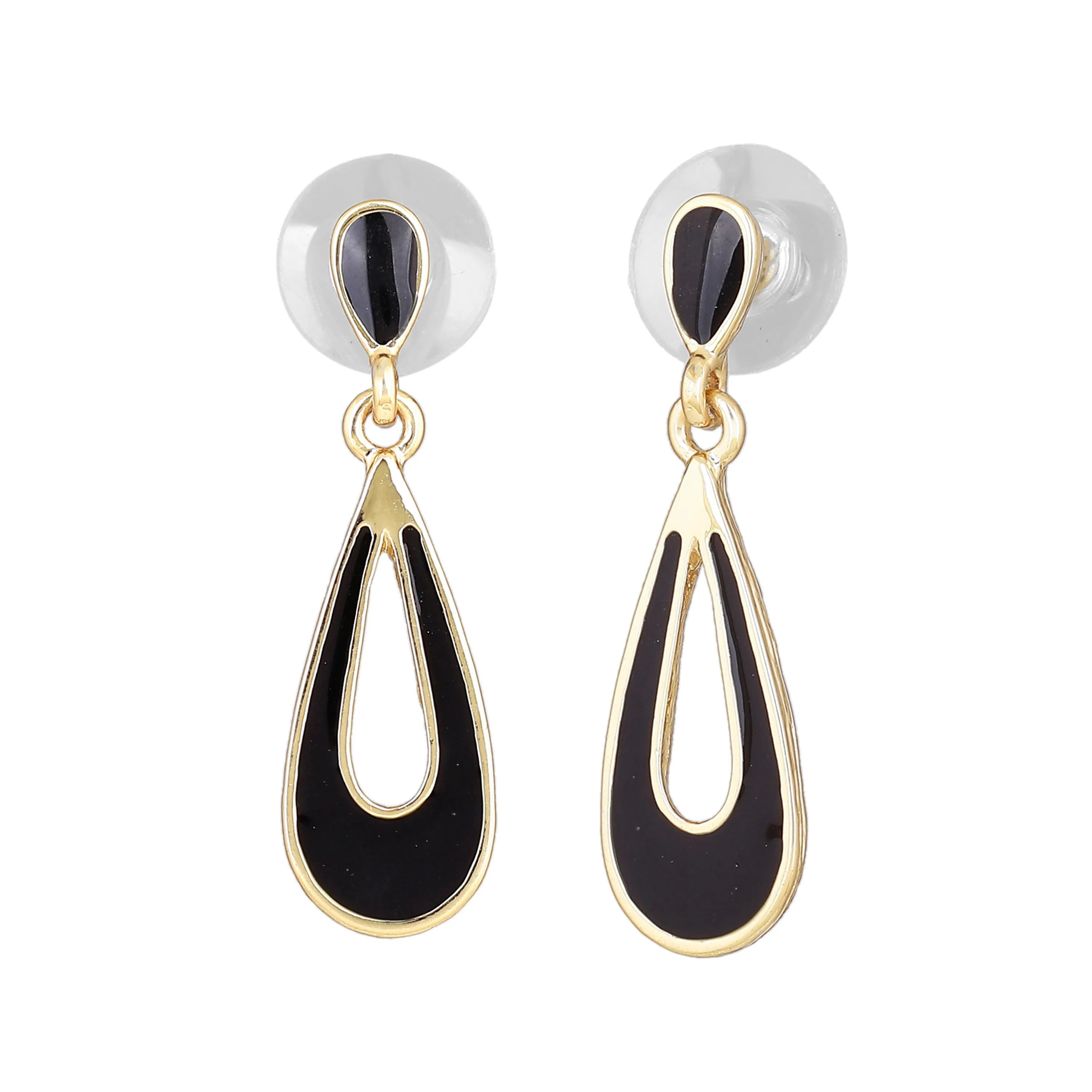 Black Enamel Small Drop Earrings