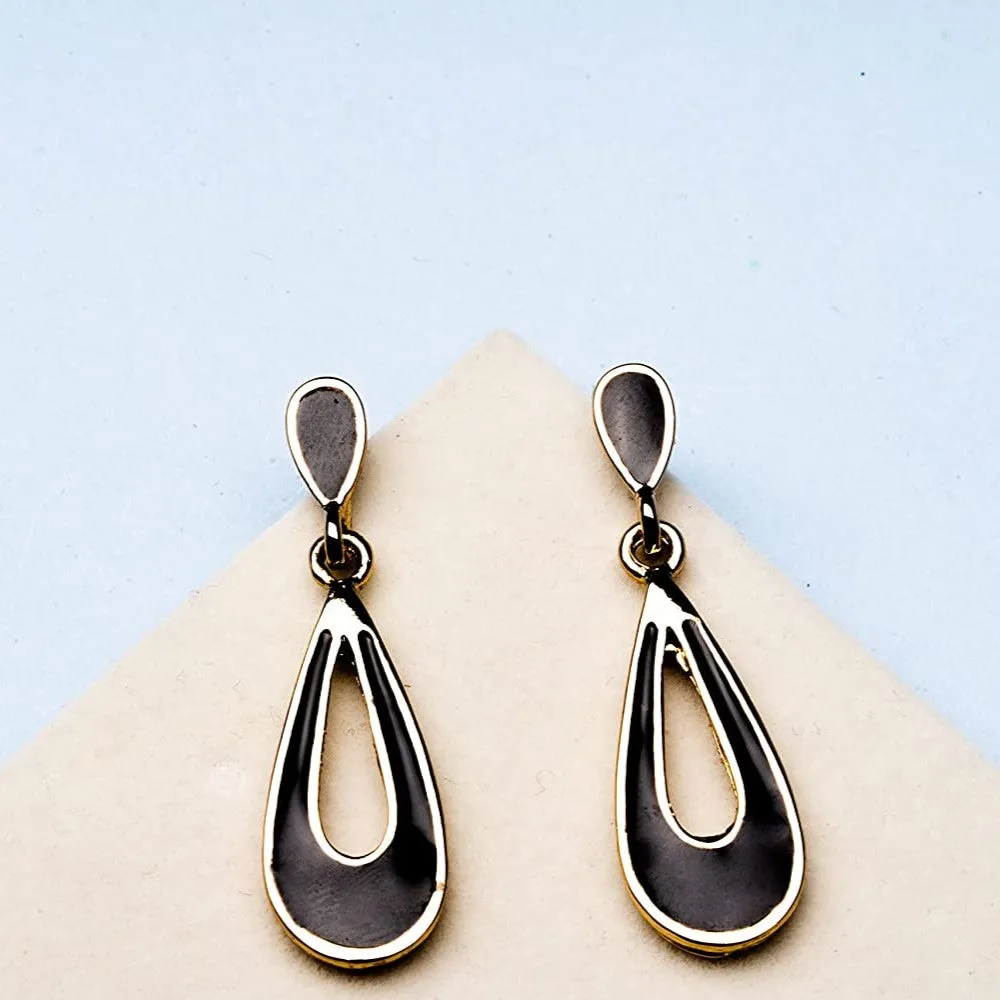 Black Enamel Small Drop Earrings