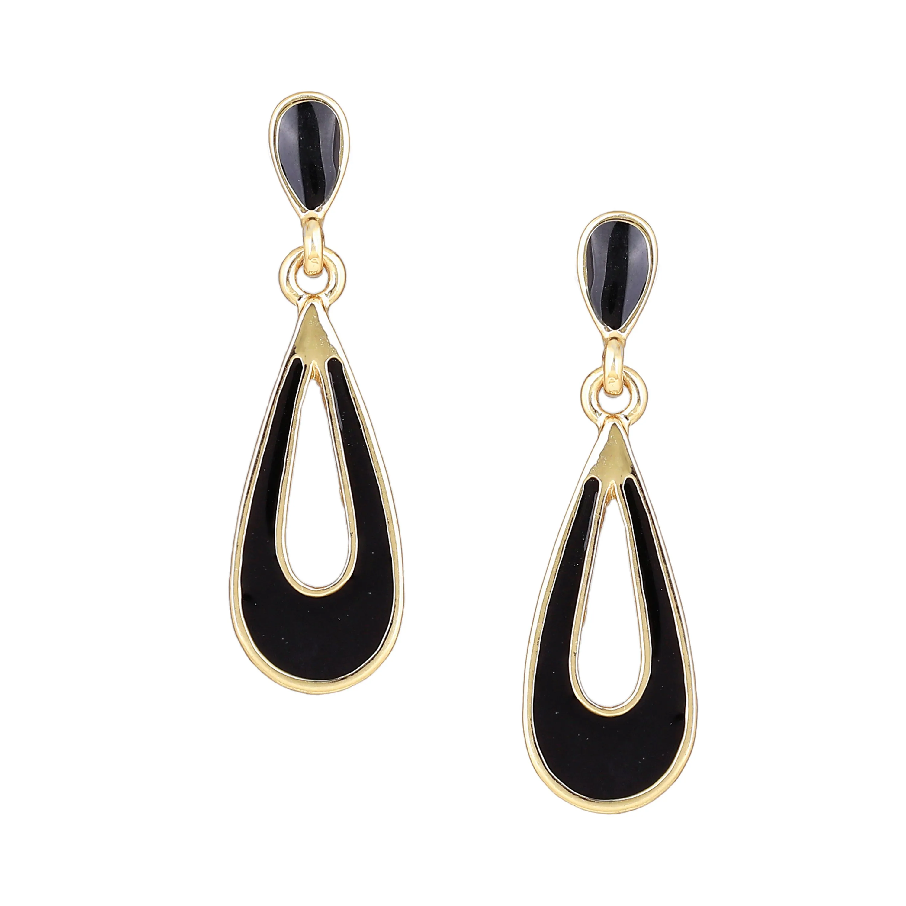 Black Enamel Small Drop Earrings
