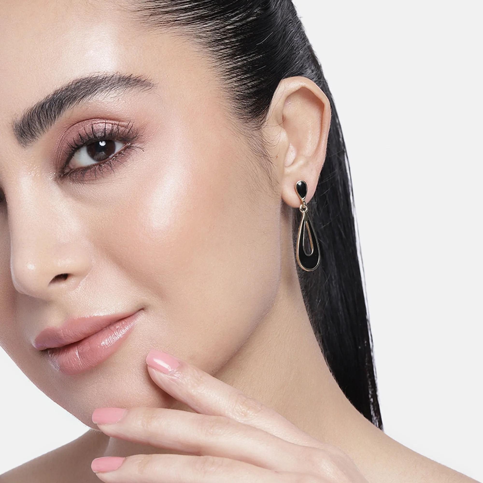 Black Enamel Small Drop Earrings