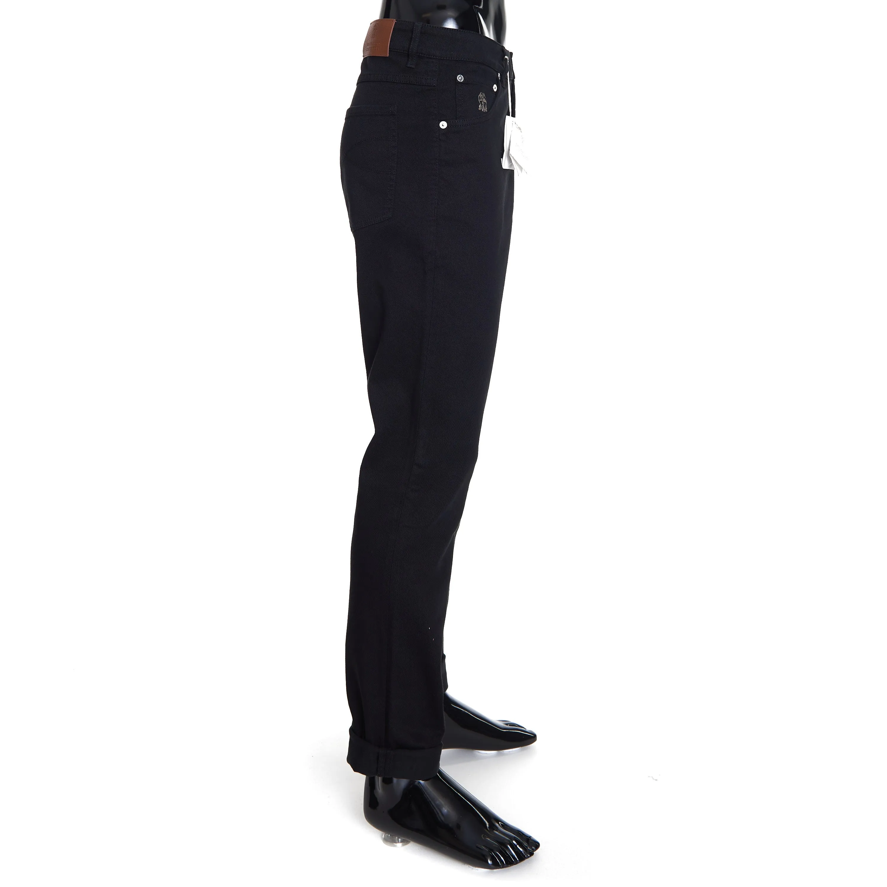 Black Stretch Denim Trousers - Slim Fit, Five-Pocket