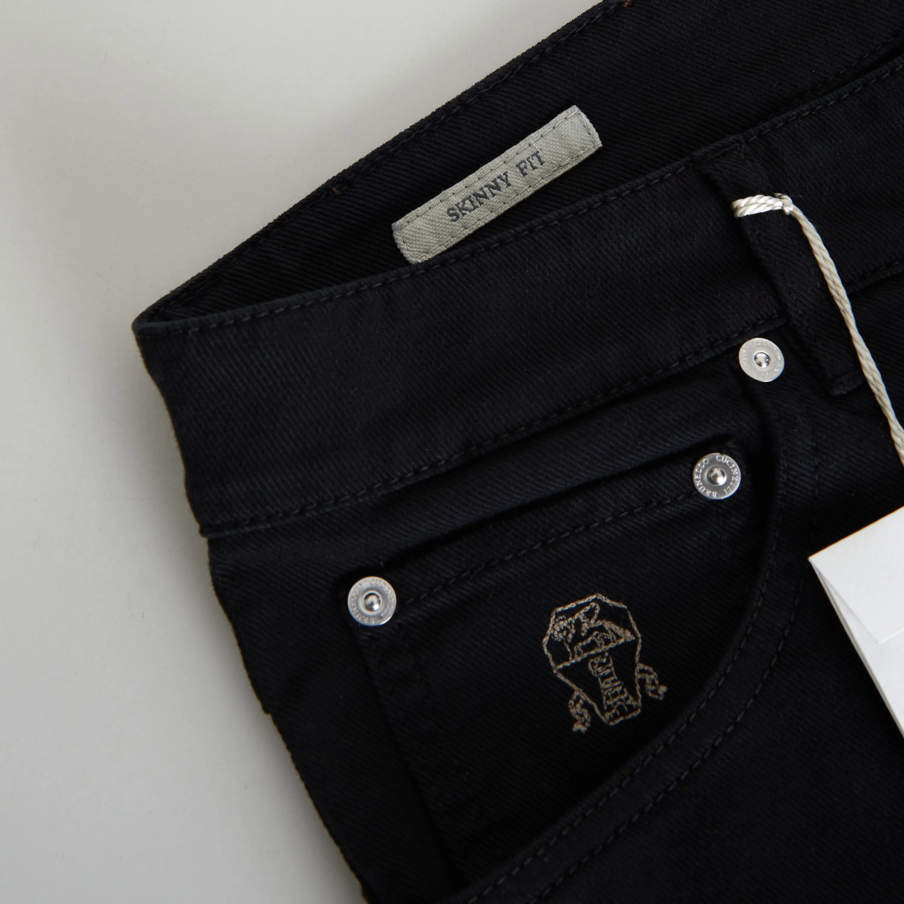 Black Stretch Denim Trousers - Slim Fit, Five-Pocket