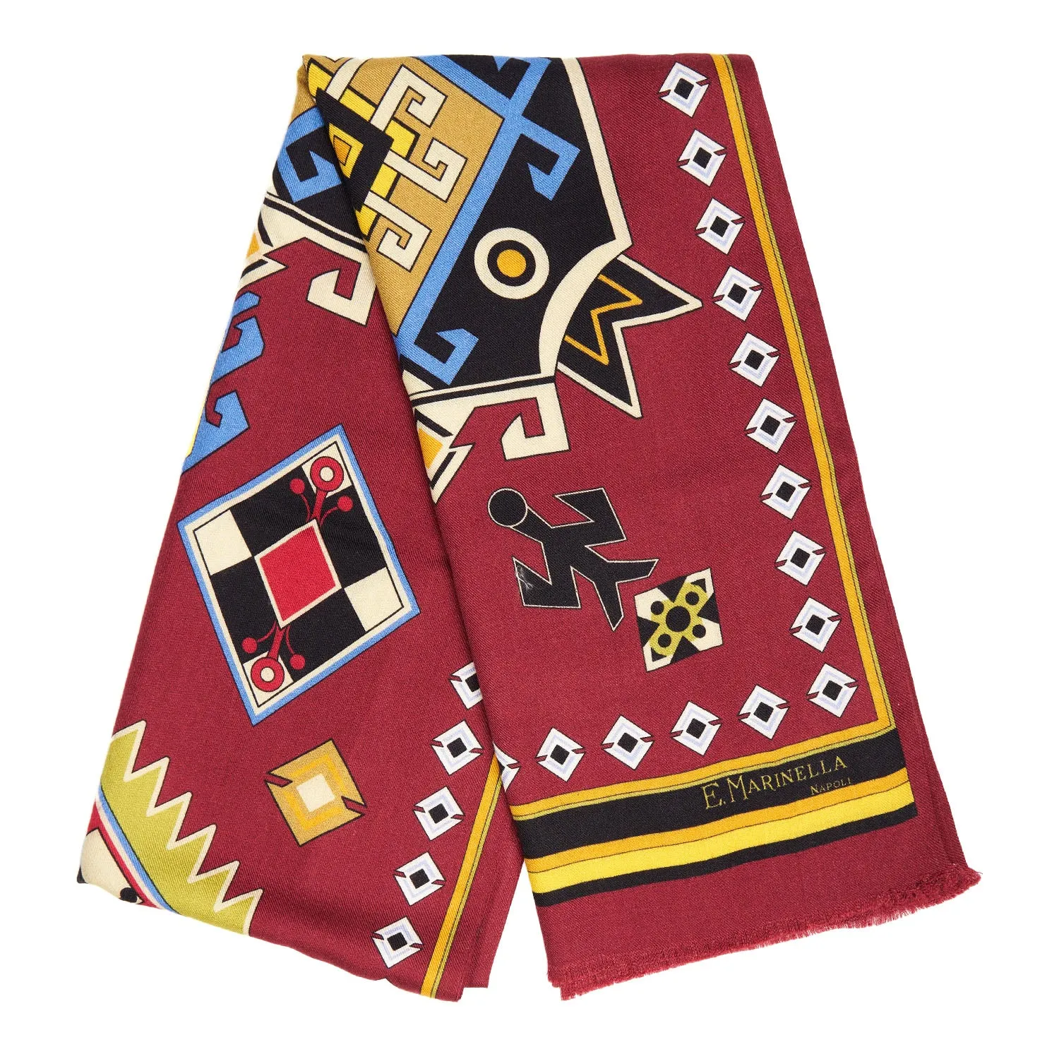 BURGUNDY WOOL AND SILK SCARF