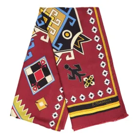 BURGUNDY WOOL AND SILK SCARF