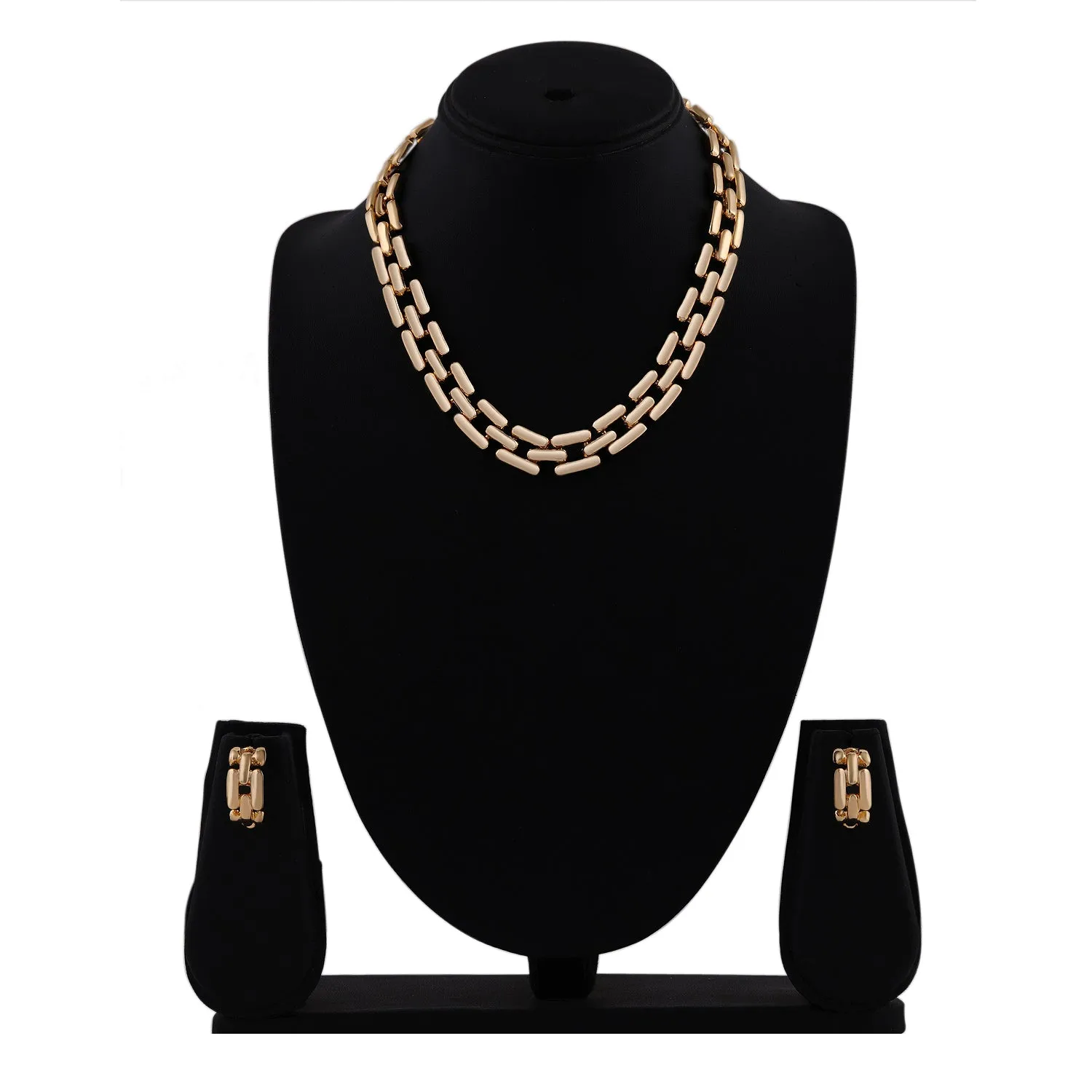 Estele - 24 KT Gold Plated Interlink Chain Necklace Set