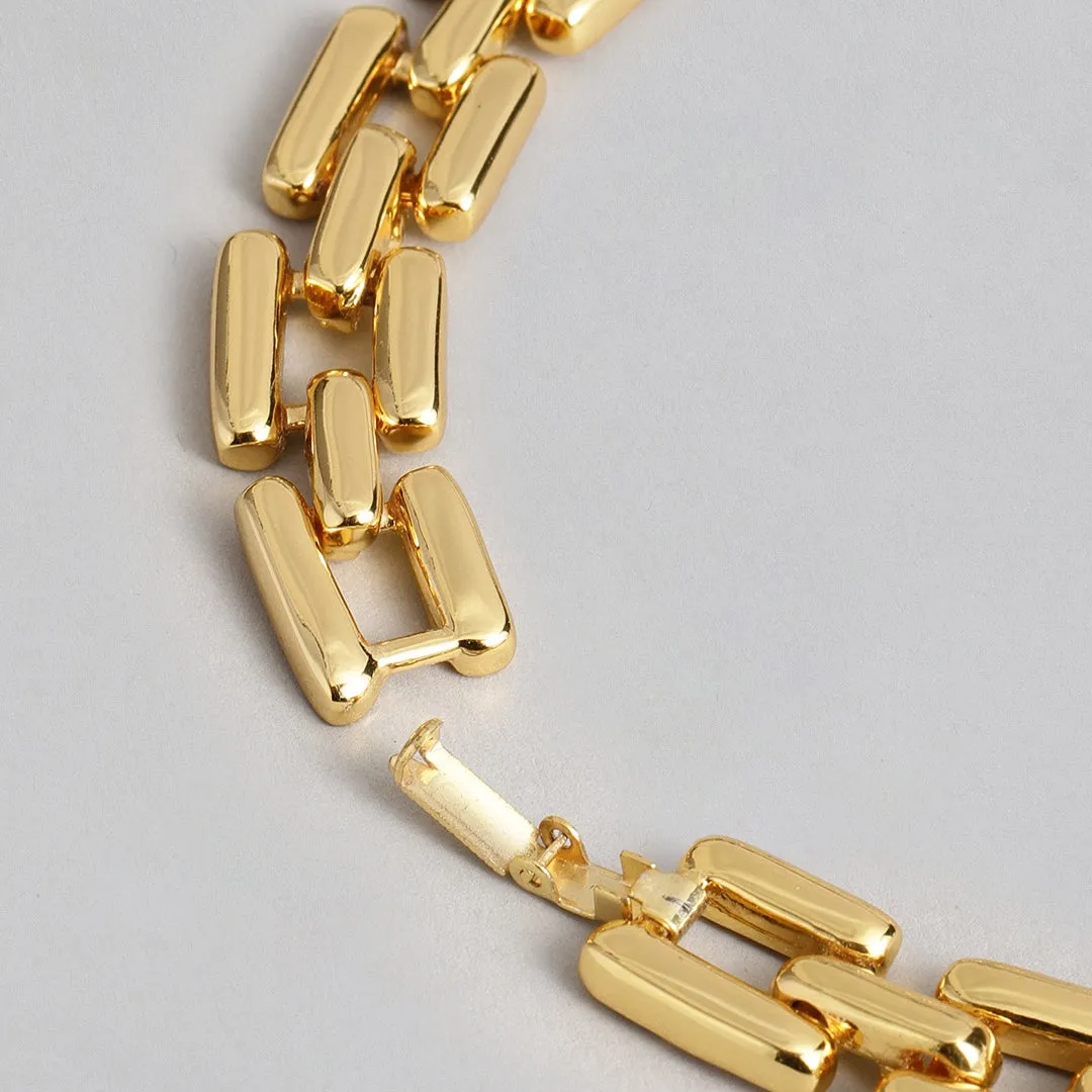 Estele - 24 KT Gold Plated Interlink Chain Necklace Set