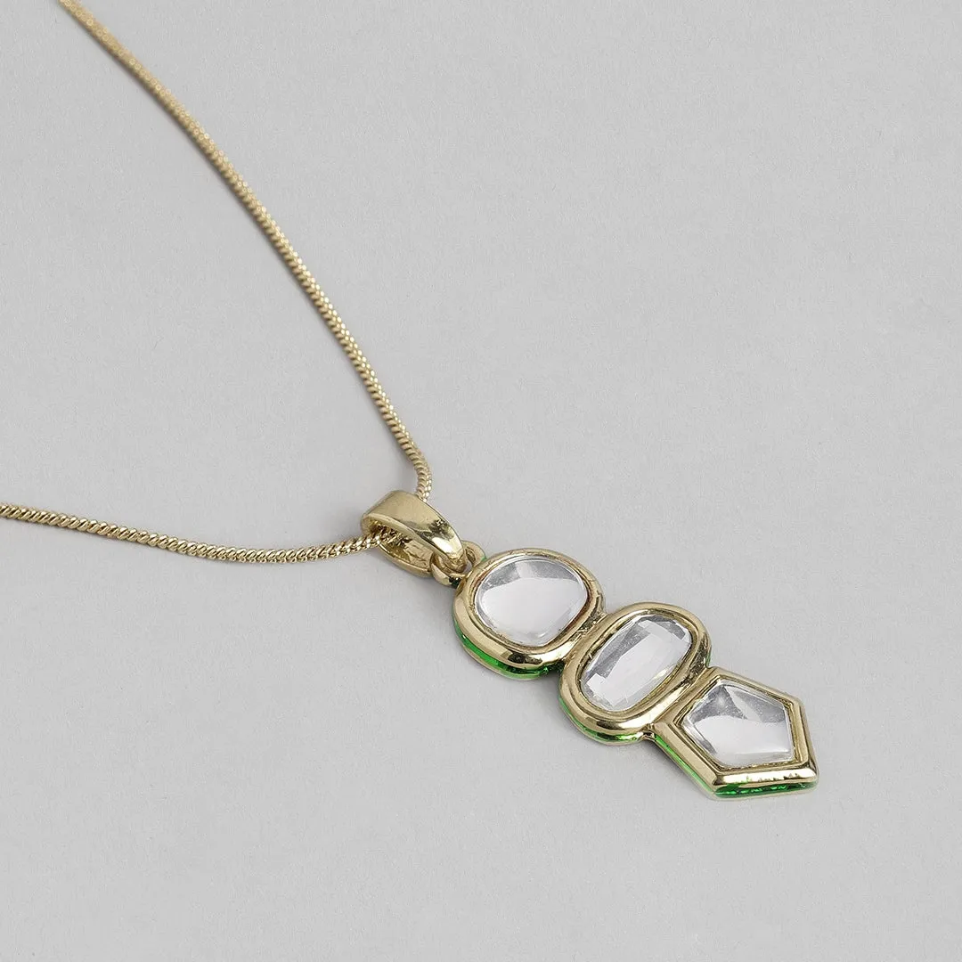 Estele 24 Kt Gold Plated Kundan Simplicity Necklace Set for Women