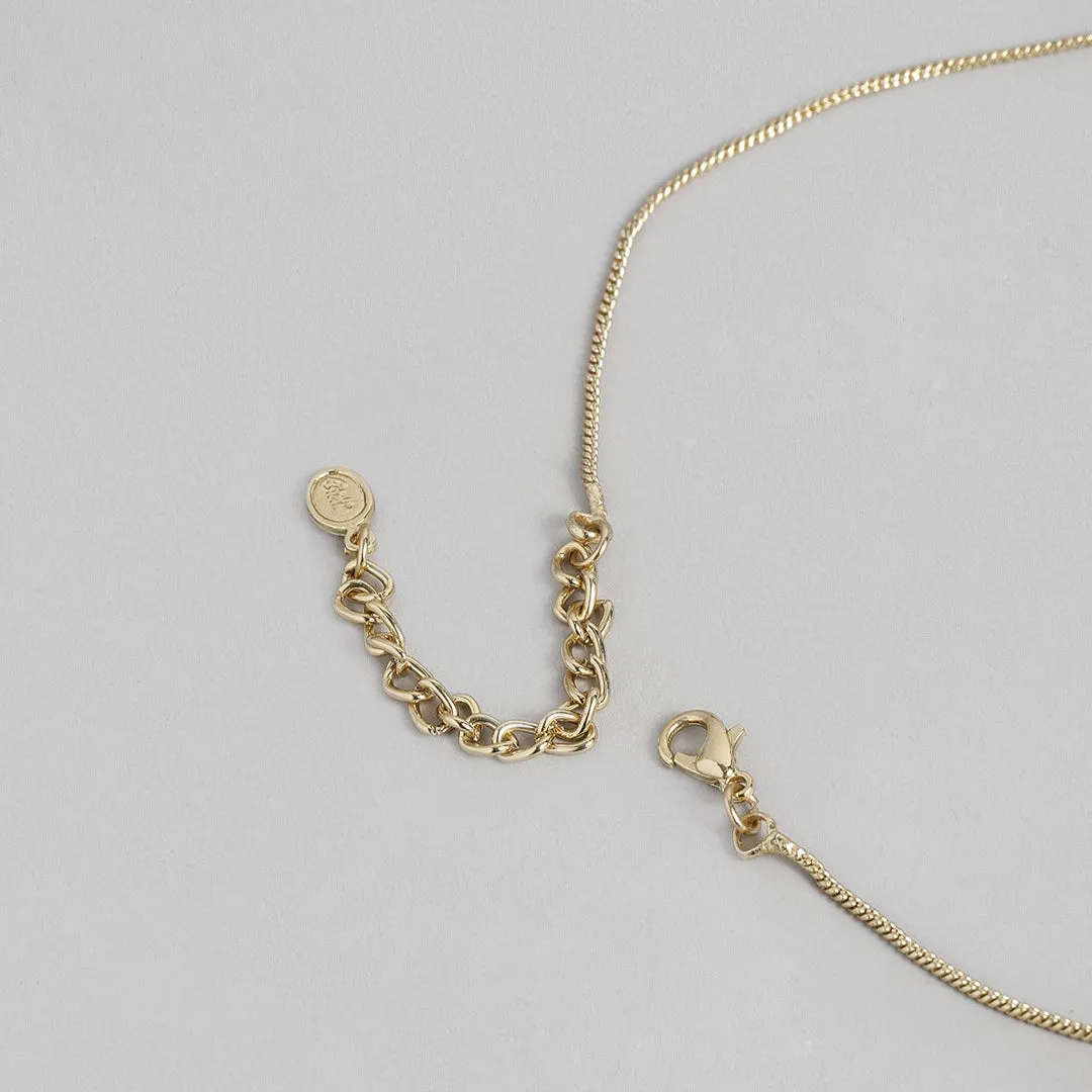 Estele 24 Kt Gold Plated Kundan Simplicity Necklace Set for Women