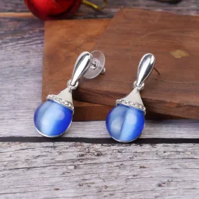 Estele blue colour drop hanging latest earrings for women