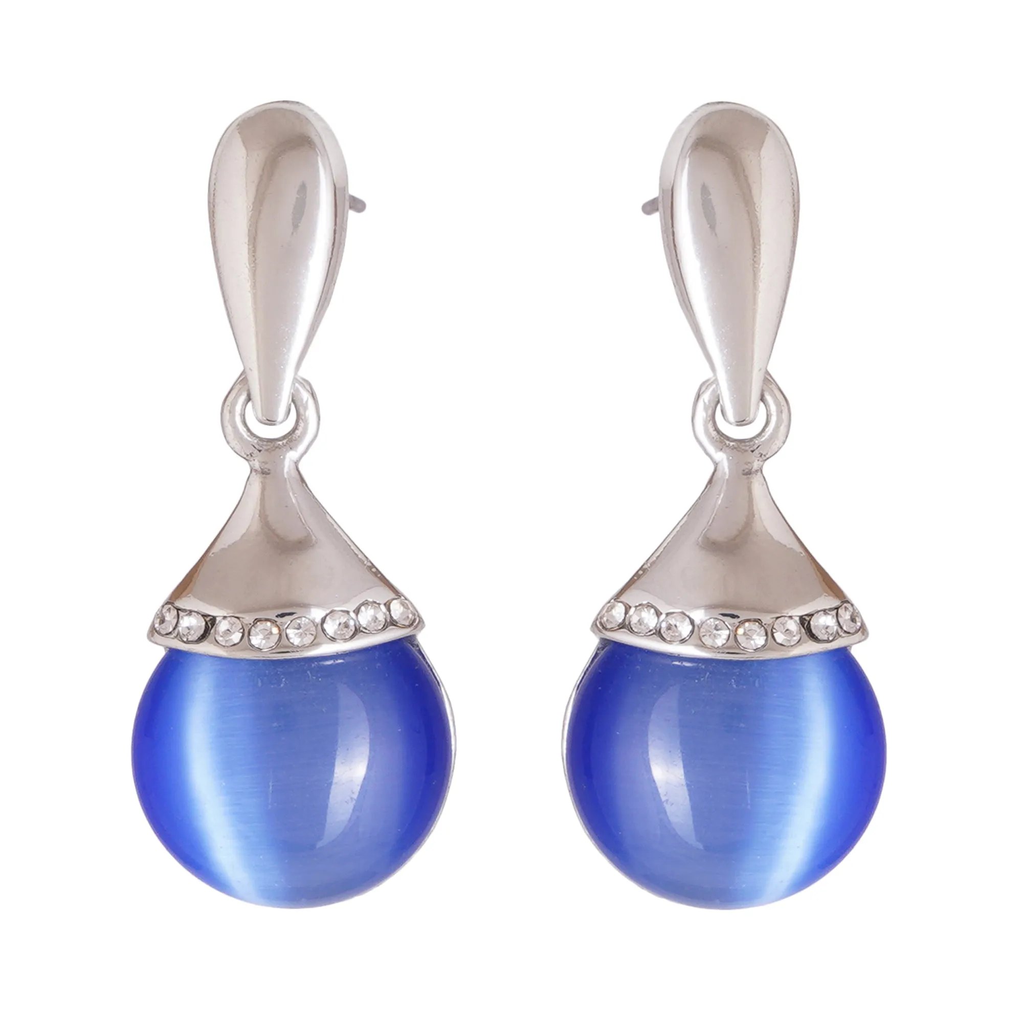 Estele blue colour drop hanging latest earrings for women