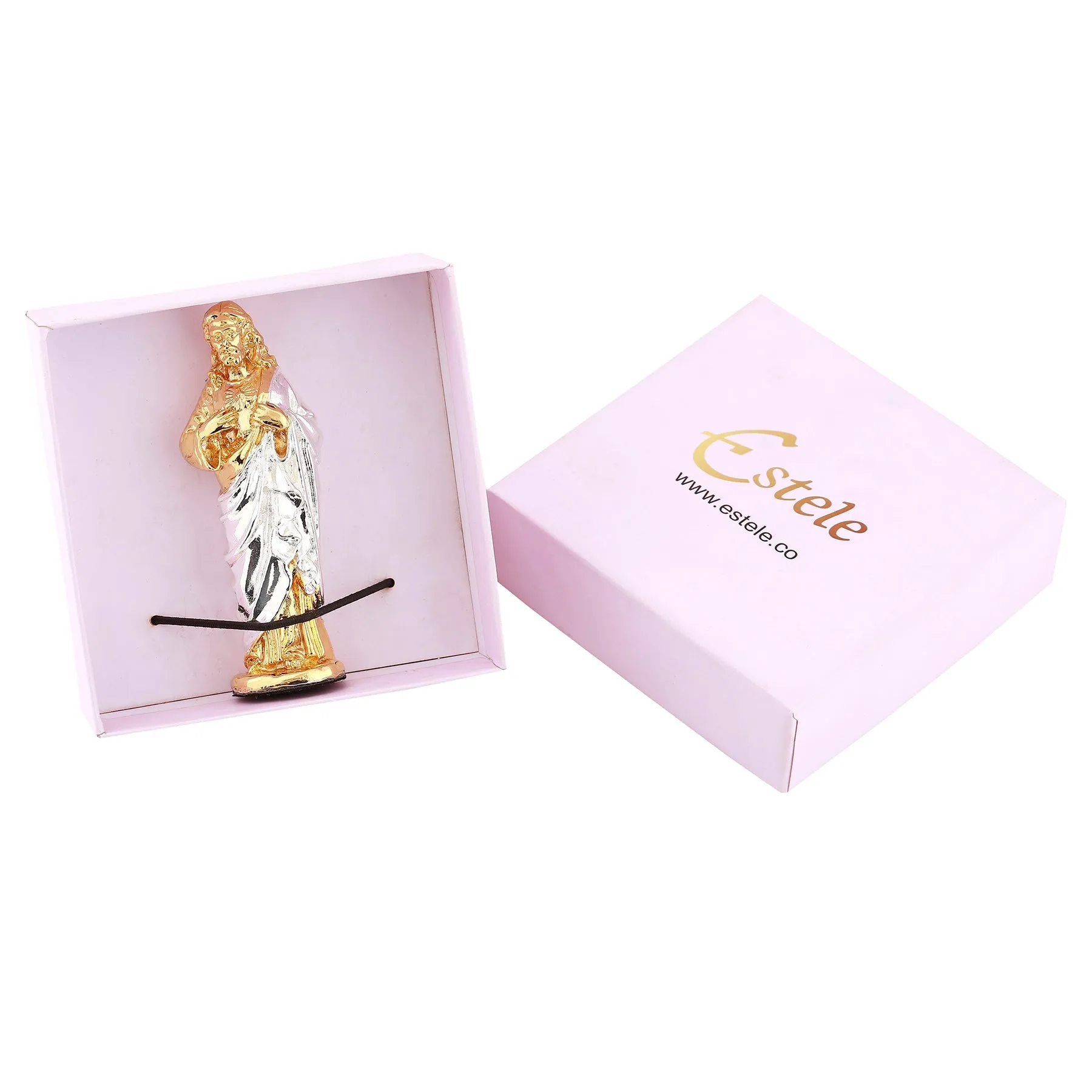Estele Gold & Rhodium Plated Almighty Jesus Christ Idol showpiece for Gifting/Home Decoration.