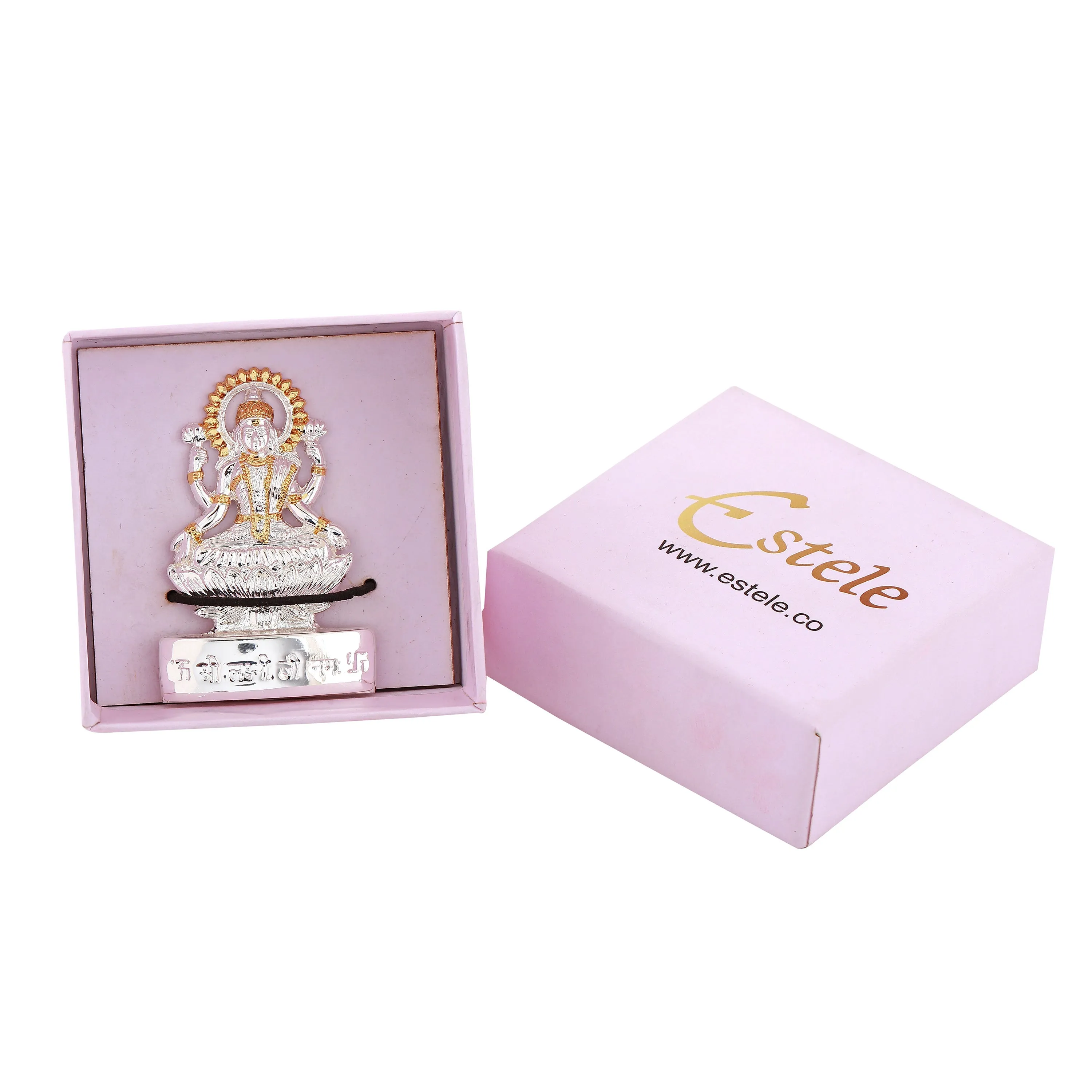 Estele Gold & Rhodium Plated Goddess Lakshmi Ji Idol
