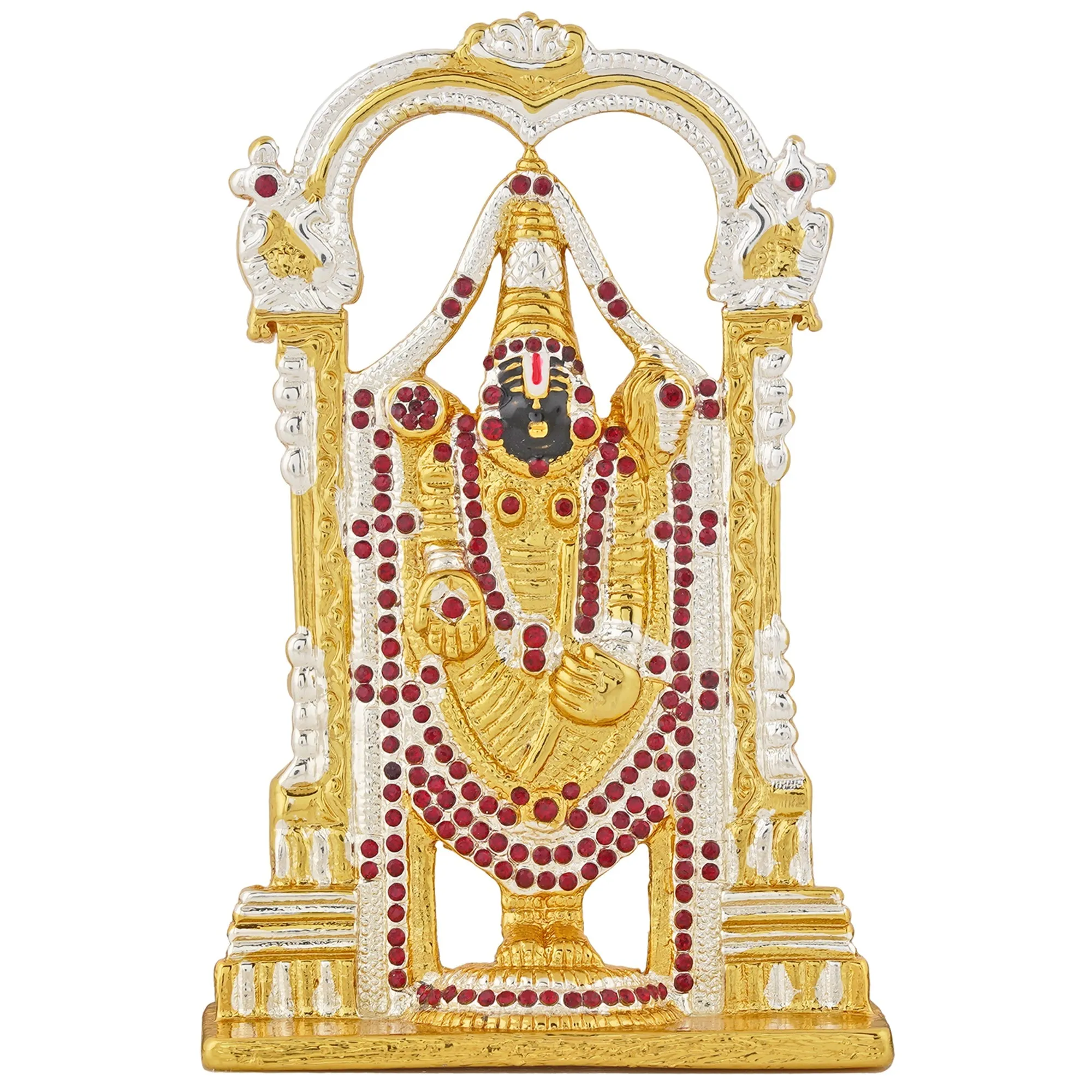 Estele Gold & Rhodium Plated Lord Tirupati Balaji Idol Showpiece for Pooja Mandir/ Home Decorative