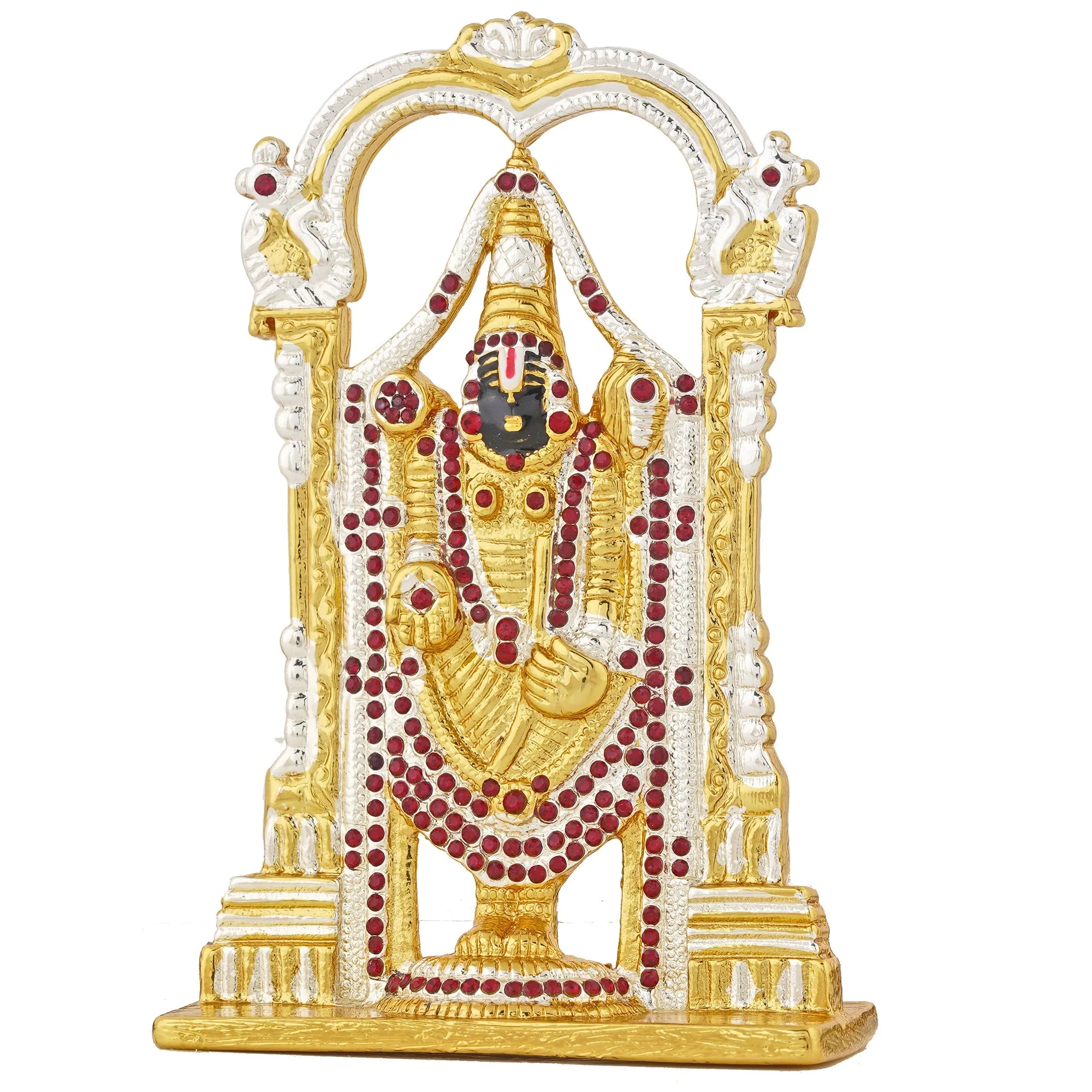 Estele Gold & Rhodium Plated Lord Tirupati Balaji Idol Showpiece for Pooja Mandir/ Home Decorative