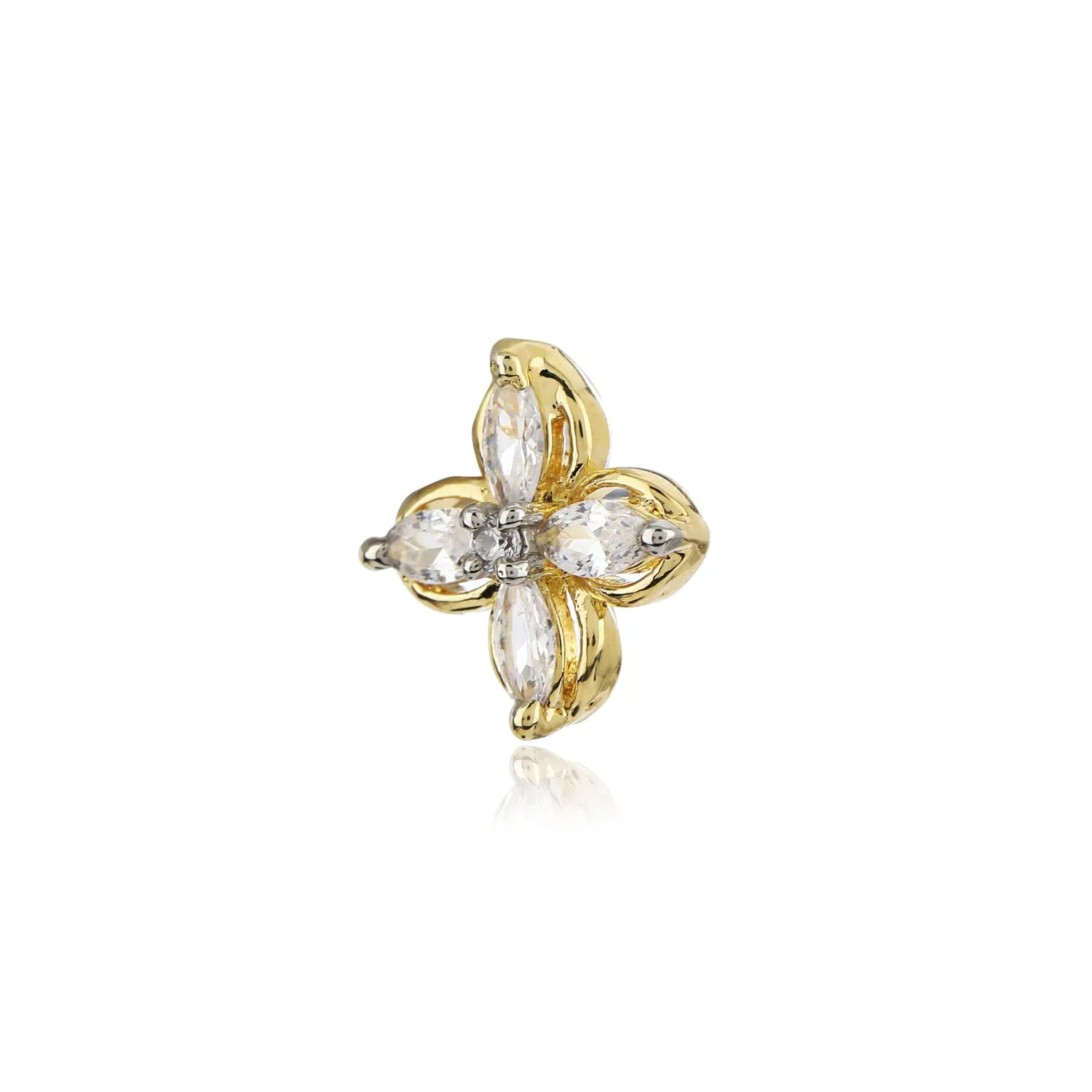 Estele Gold Plated American Diamond flower Stud Earrings for women
