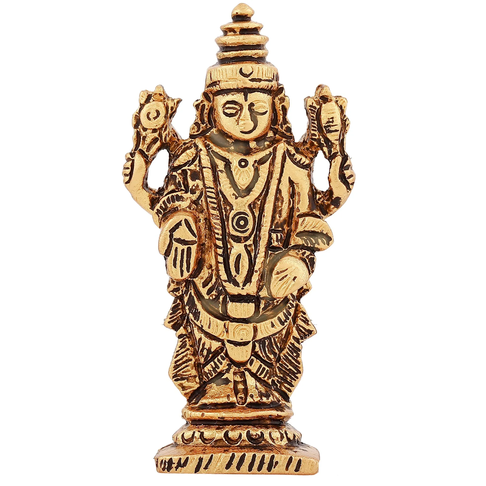 Estele Gold Plated Antique Lord Tirupati Balaji Idol Showpiece for Pooja Mandir/ Home Decorative