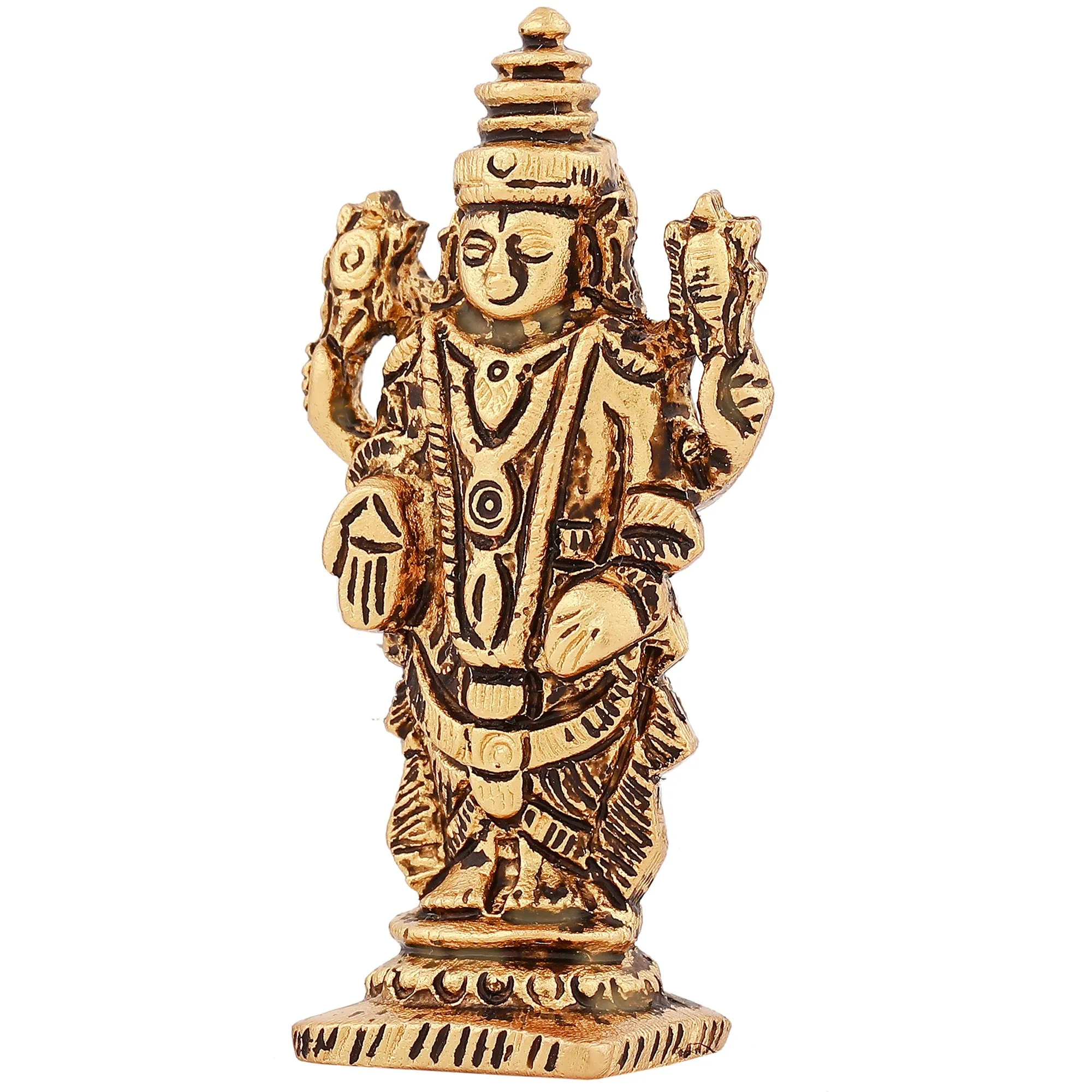 Estele Gold Plated Antique Lord Tirupati Balaji Idol Showpiece for Pooja Mandir/ Home Decorative