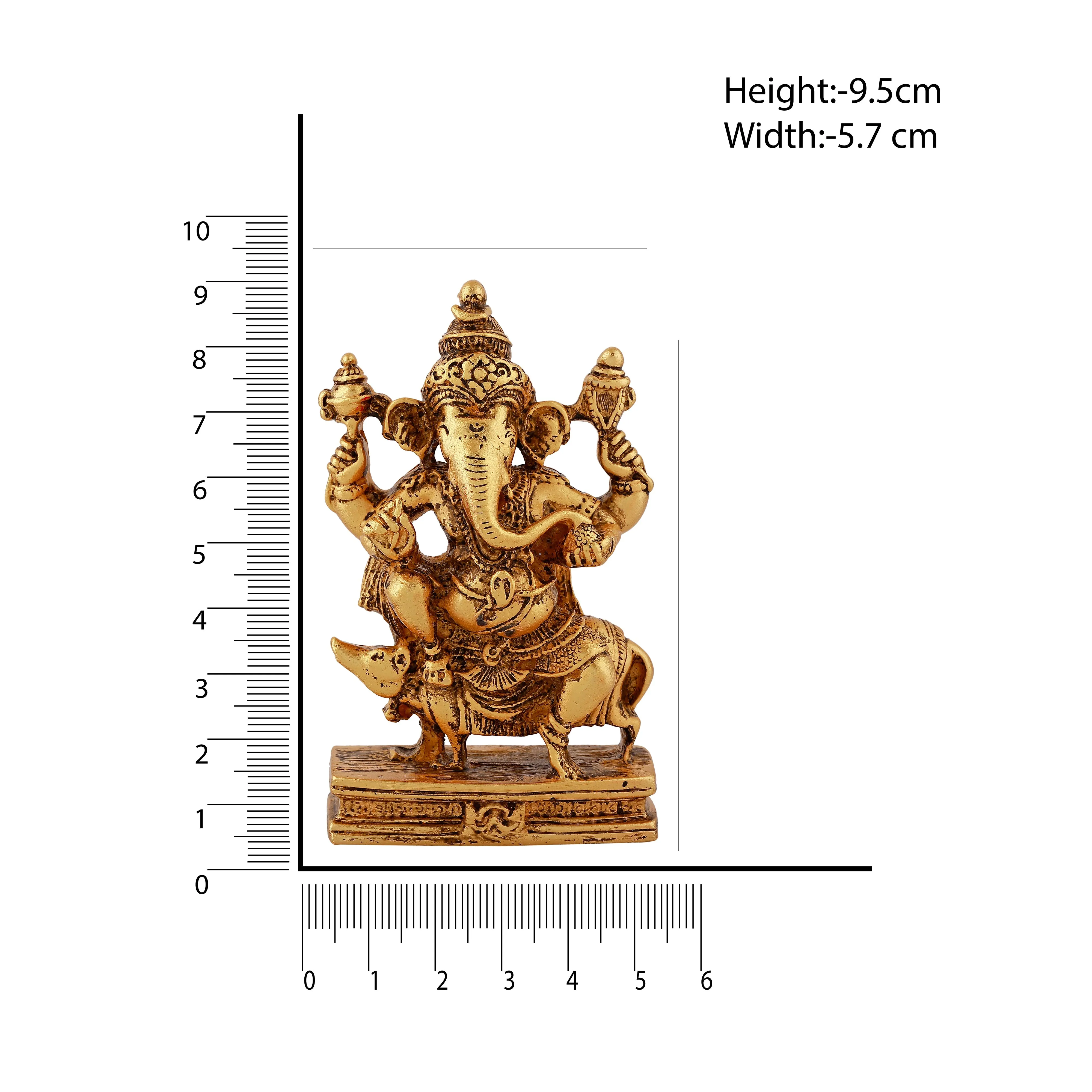 Estele Gold Plated Antique Spiritual Lord Mooshika Ganesh Idol for Gifts & House Warming/Home/Office Decors.