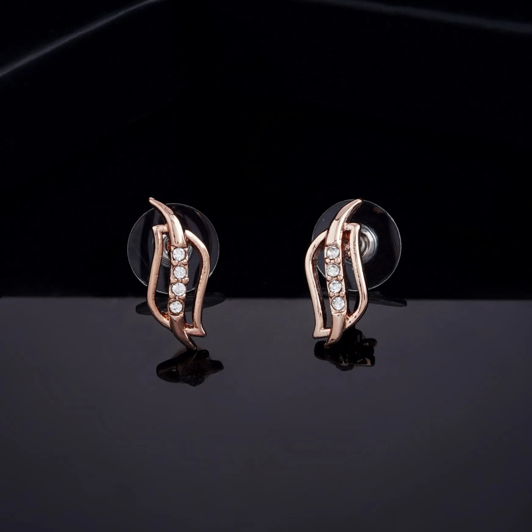 Estele - Rosegold plated Twirling American Diamond Pendant Set for Women