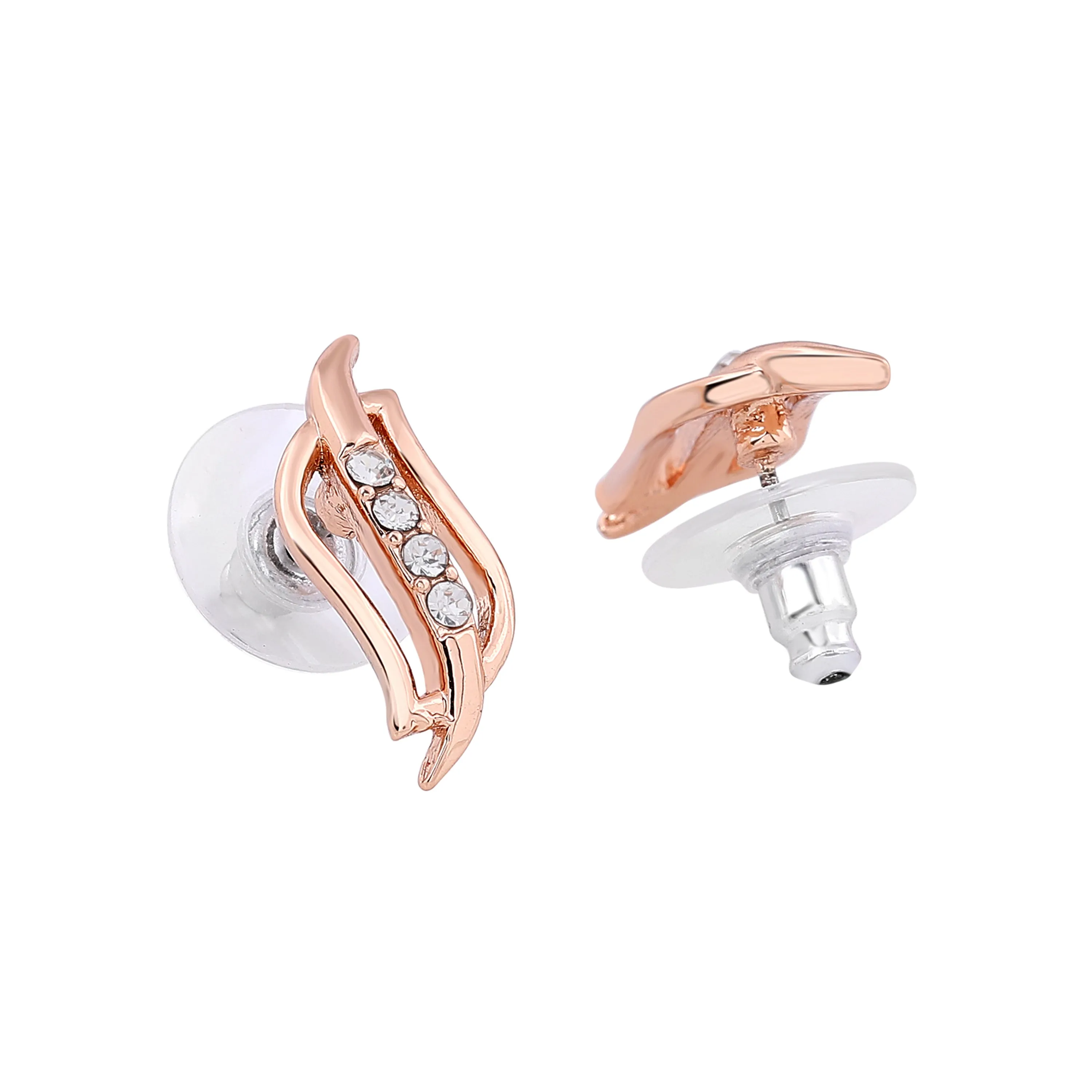 Estele - Rosegold plated Twirling American Diamond Pendant Set for Women
