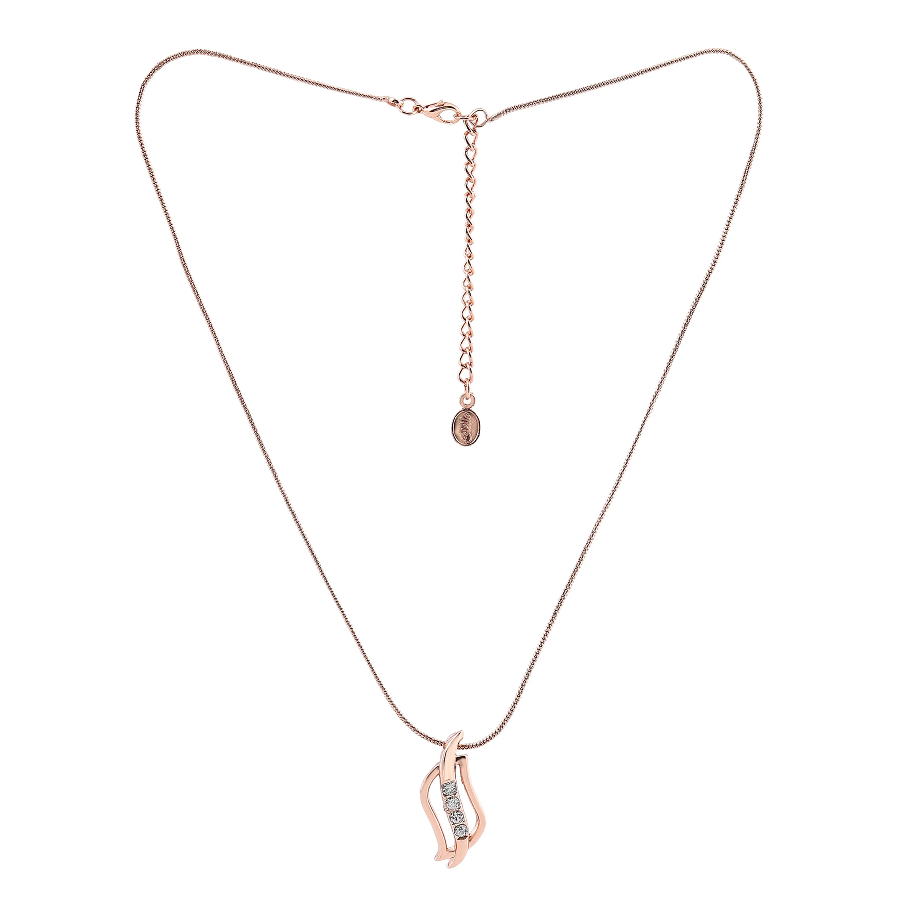 Estele - Rosegold plated Twirling American Diamond Pendant Set for Women