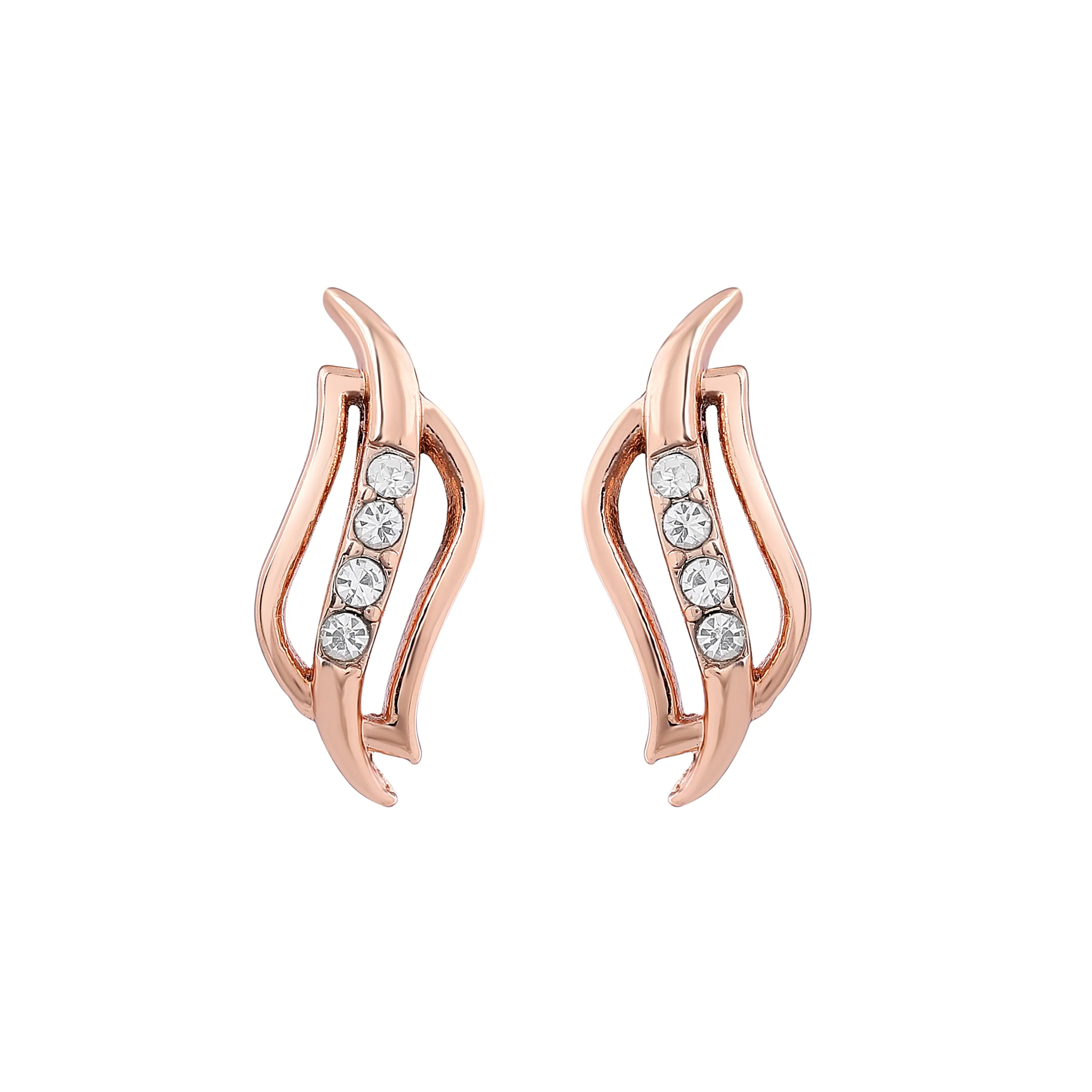 Estele - Rosegold plated Twirling American Diamond Pendant Set for Women