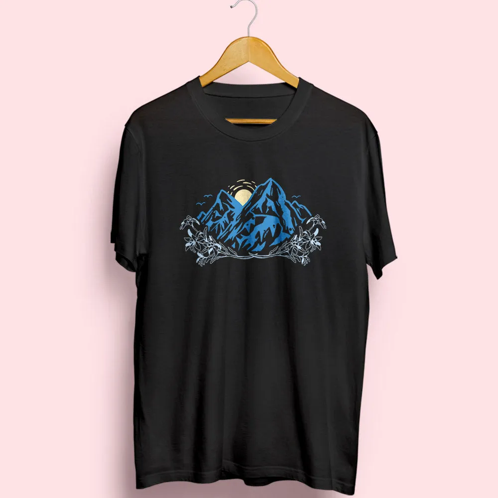 Flower & Mountain Half Sleeve T-Shirt
